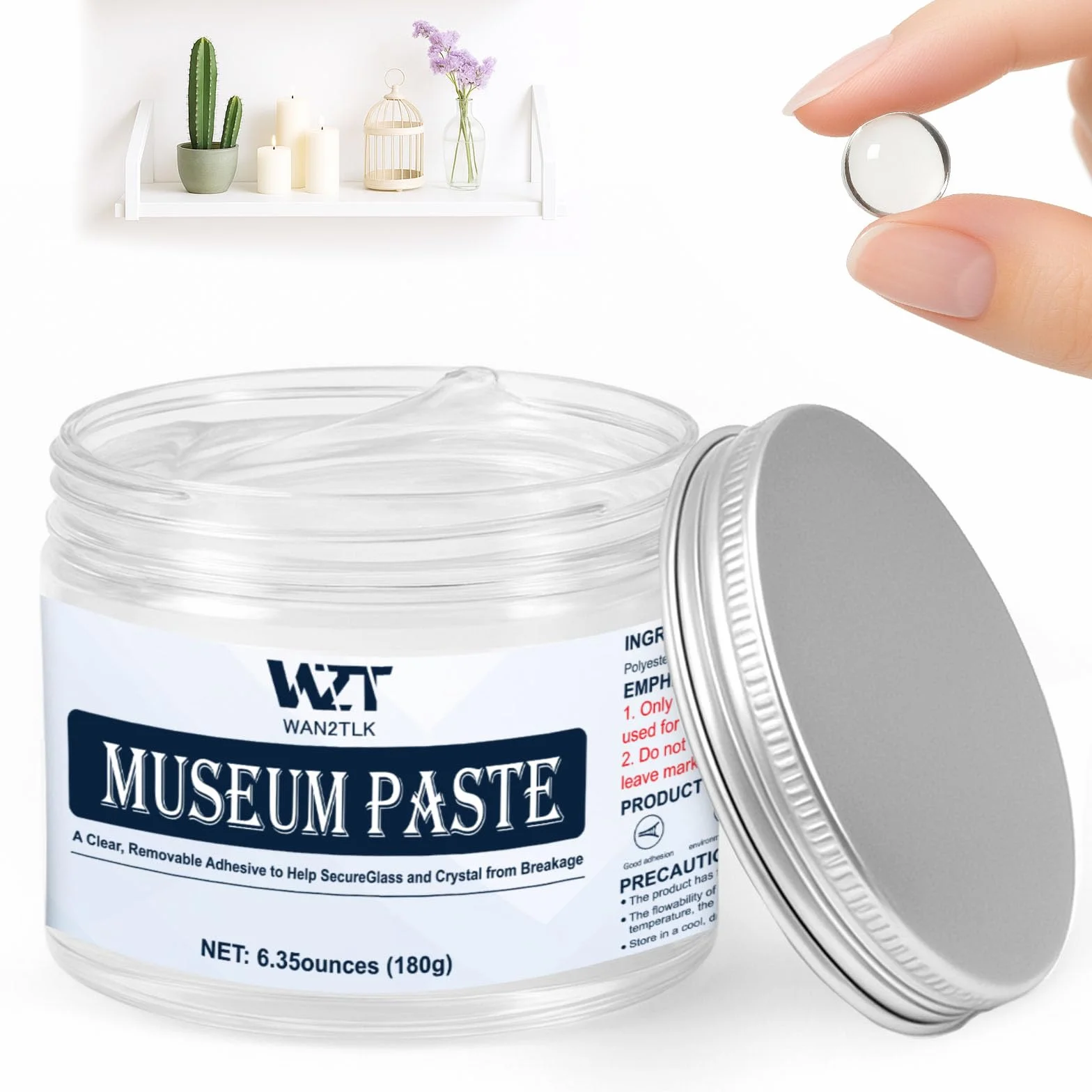 Museum Gel 180 g, przezroczysta plastelina samoprzylepna, do kolekcji muzealnych, wielokrotnego użytku, do ochrony artefaktów i delikatnych przedmiotów, antyków, szkła i ceramiki