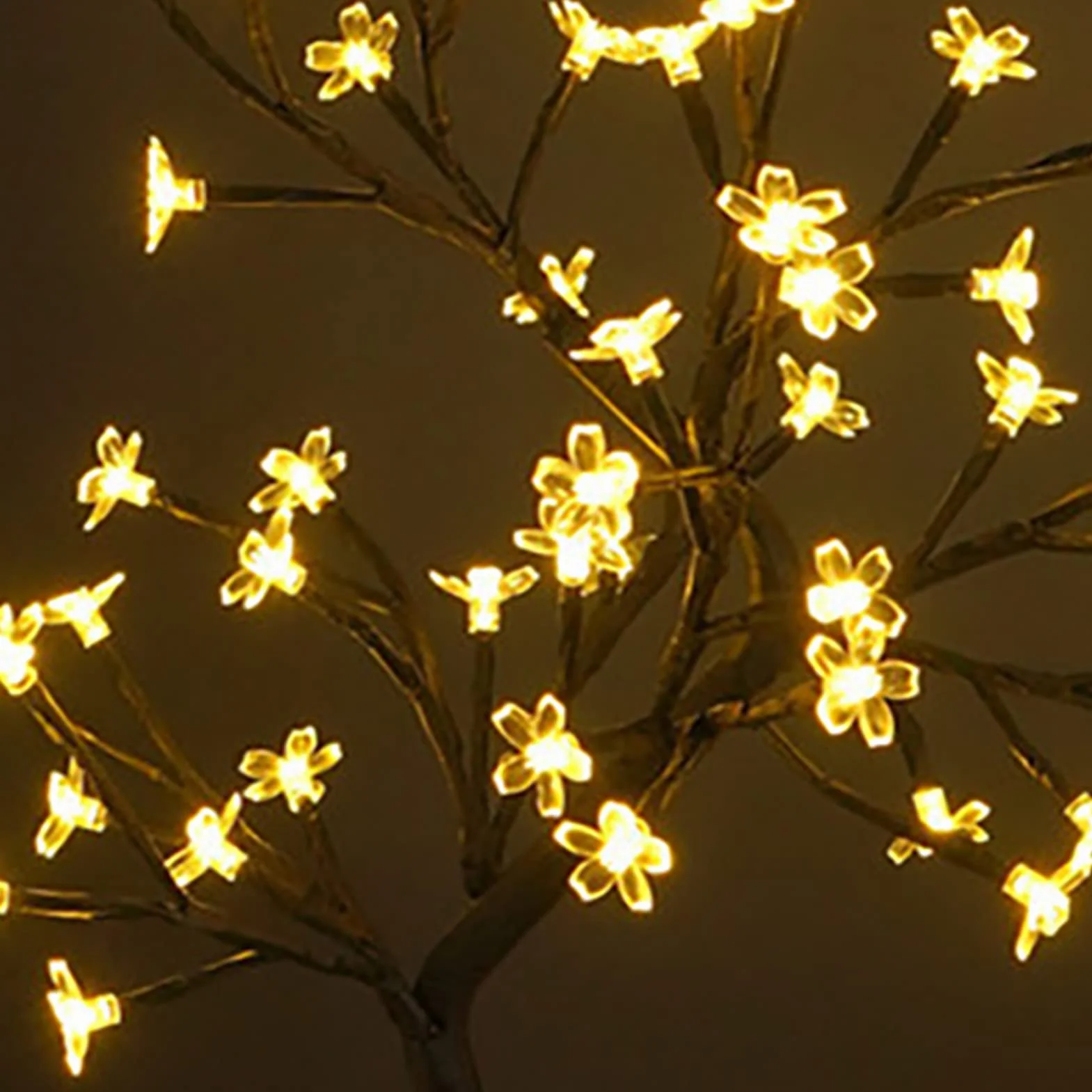 Lampka Stołowa LED w Kształcie Drzewa Bonsai USB Lampka w Kształcie Drzewa Świąteczna Dekoracja Sypialni Lampka Nocna na stół (Czarny 48 świateł)