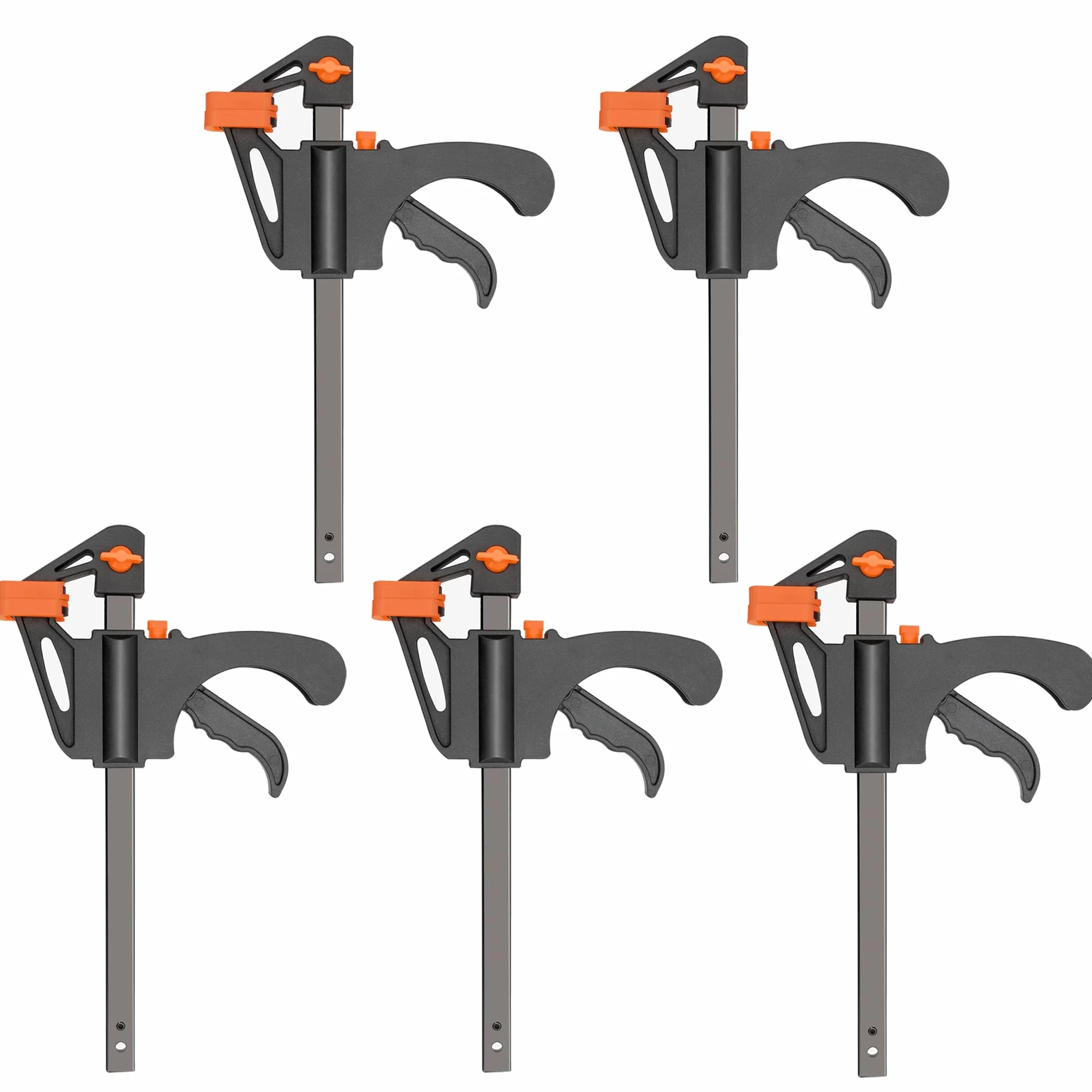 YSDMY Zaciski Quick Grip 5 szt. 10 cm zaciski prętkowe z grzechotką Quick Release, zacisk jednoręczny do obróbki drewna, rękodzieła, majsterkowania, zaciskania