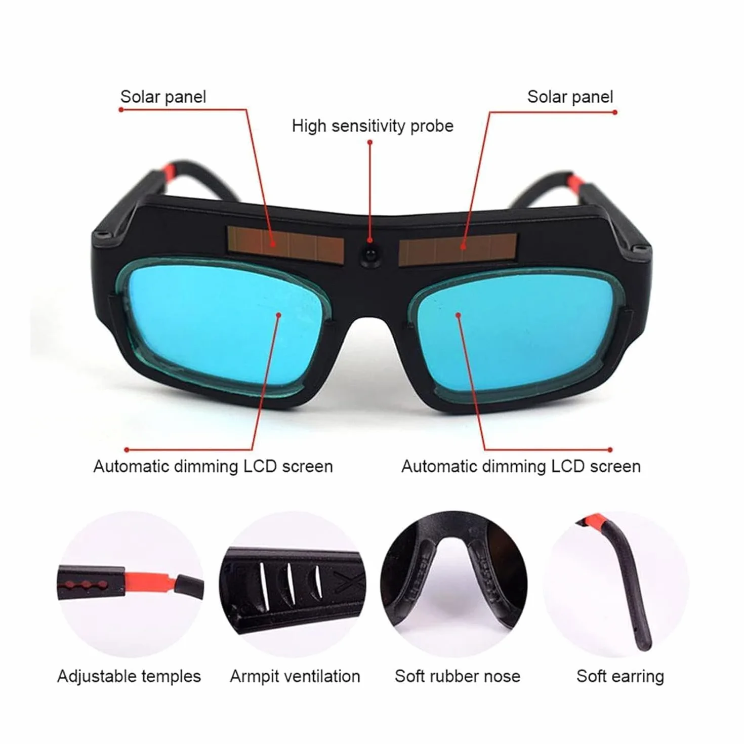 Samościemniające się gogle spawalnicze Solar Eye Protective Block Slag PC Okulary do spawacza Filtr lutowniczy Szkodliwe światło