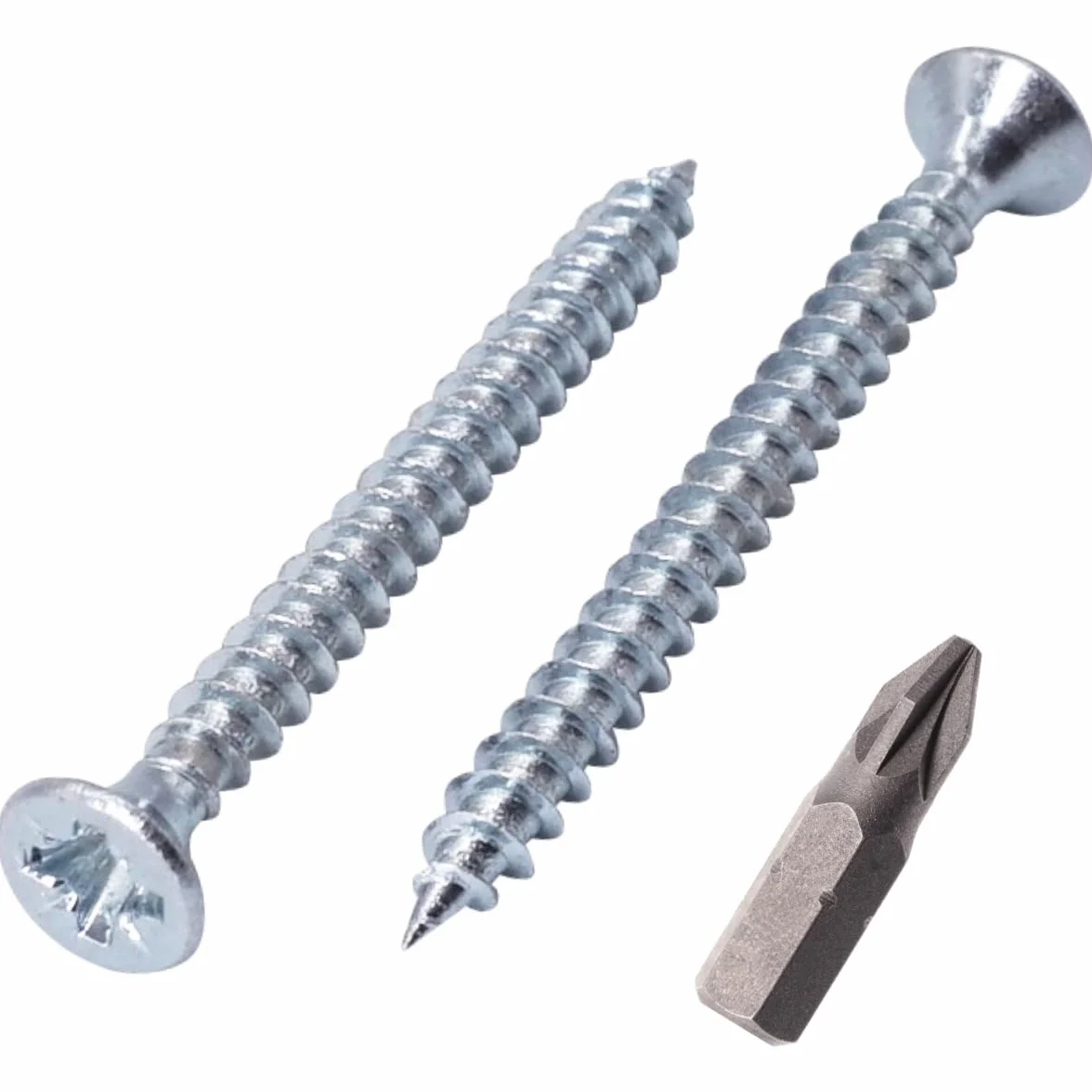 SKIR'CO (opakowanie 100 szt.) stal ocynkowana 3,5 x 40 mm srebrne śruby do drewna, Pozidriv z łbem stożkowym, śruby do płyt wiórowych, PZ w pełni gwintowane (100, 3,5 x 40 mm)