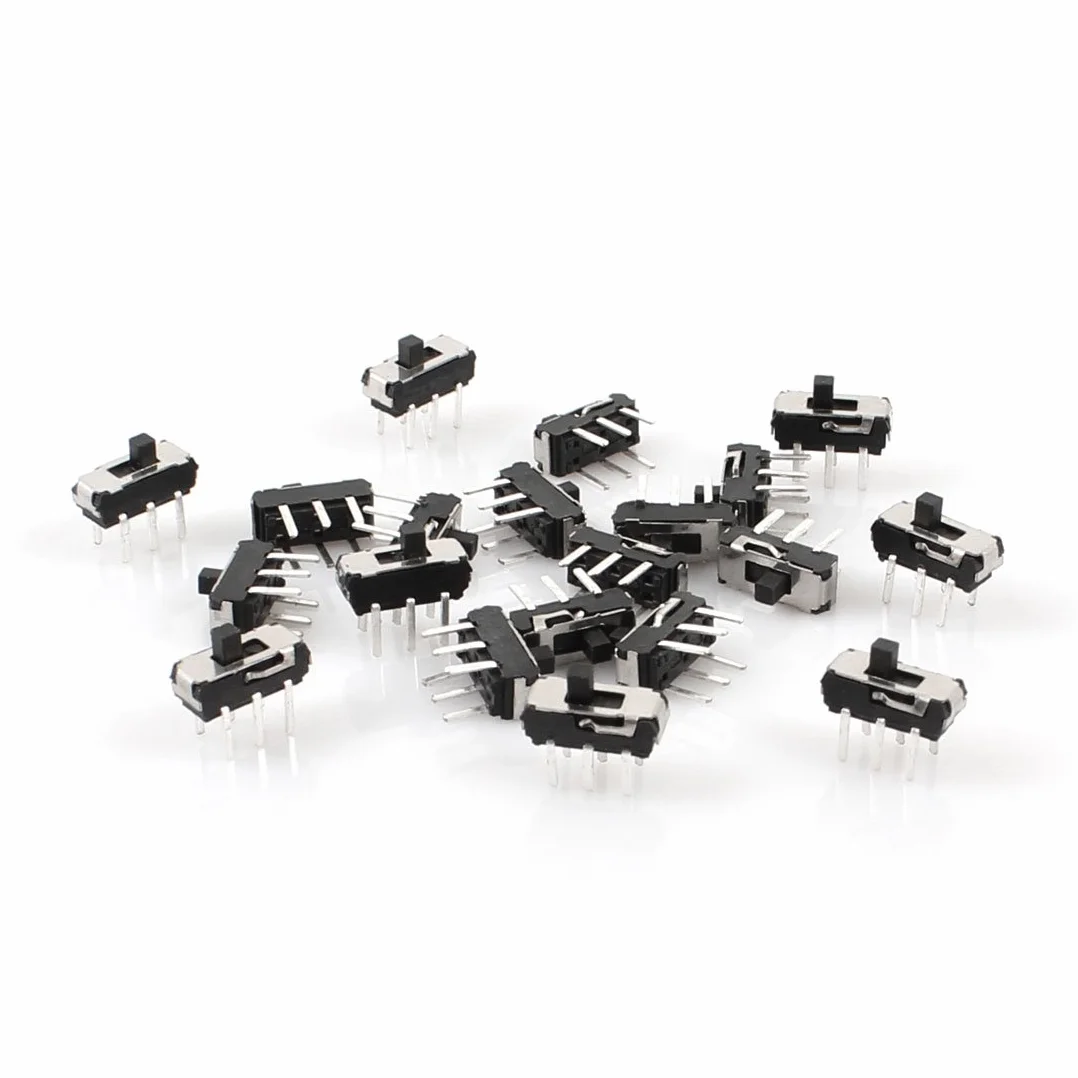 sourcingmap a13070200ux0886 20 pc on/off/on dpdt 2p2t 6 pin dip pionowy przełącznik suwakowy 9x4x3.5mm