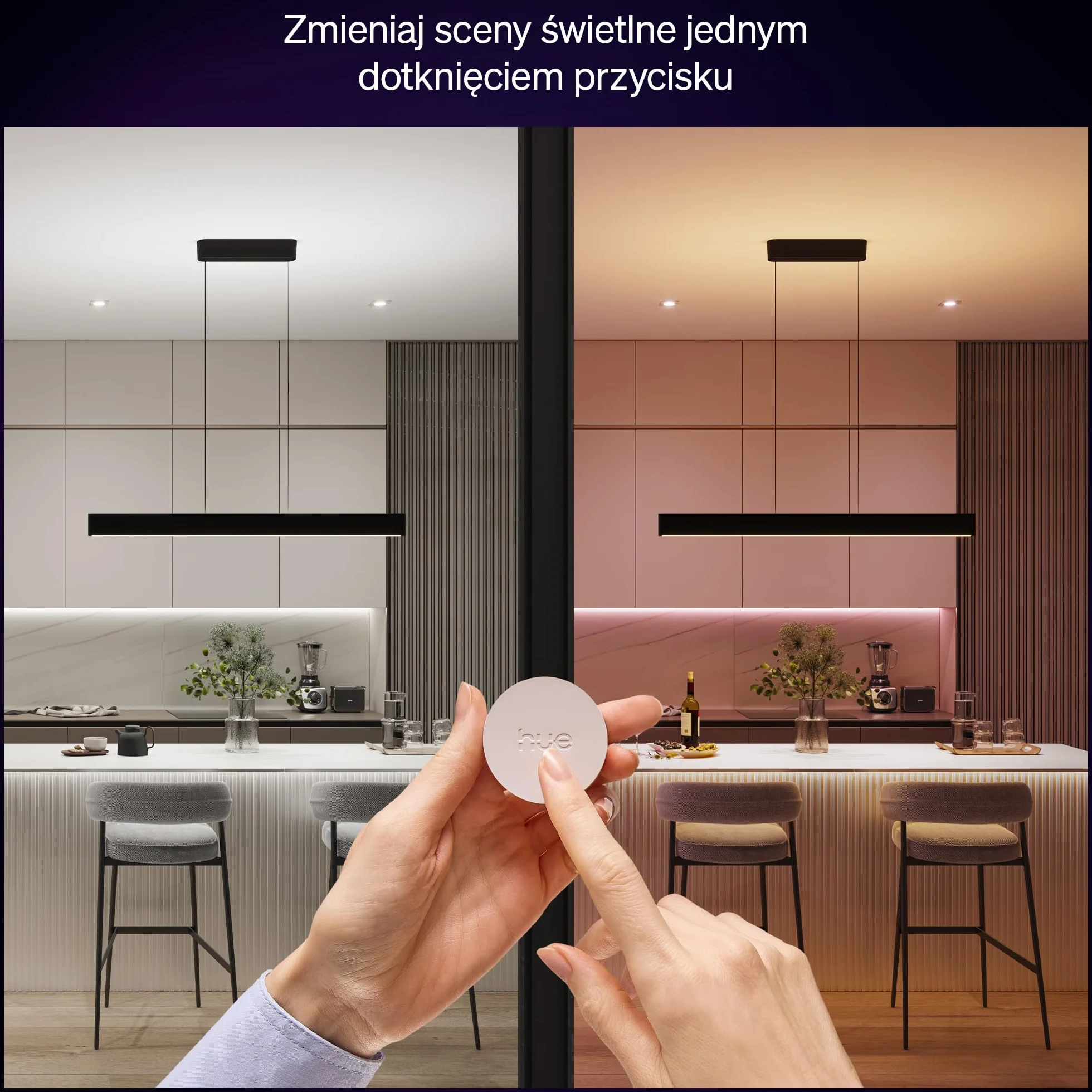 Philips Hue Inteligentny Przycisk Akcesorium inteligentnego oświetlenia. Bezprzewodowe sterowanie oświetleniem domowym, salon, sypialnia, nowa generacja