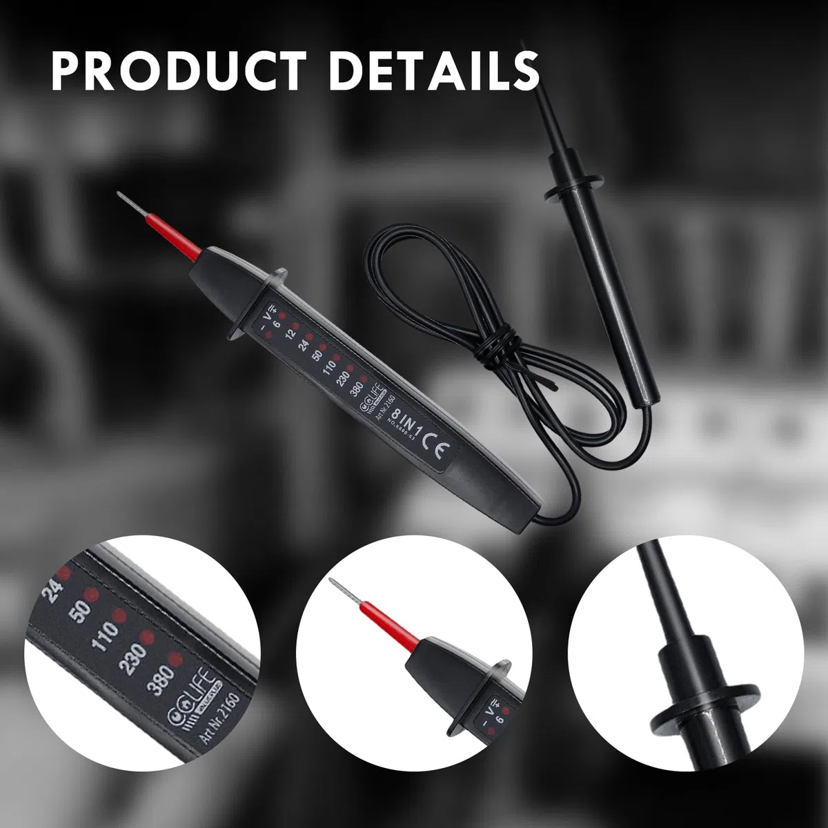 CCLIFE Tester napięcia 2-biegunowy 6-380V AC/DC tester fazy