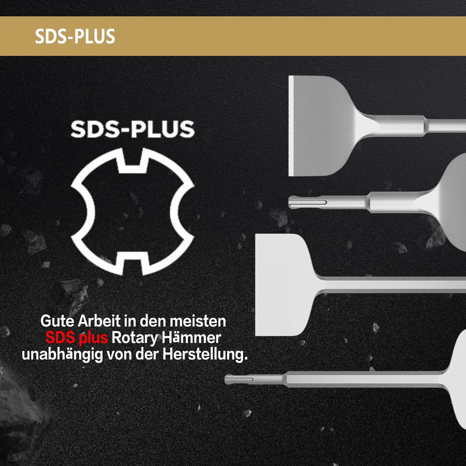CSOOM SDS PLUS zestaw 2 dłut, dłuta do płytek 75 x 160 mm i dłuto płaskie 100 x 250 mm, do płytek, kleju do płytek, betonu, kamienia naturalnego, muru itp