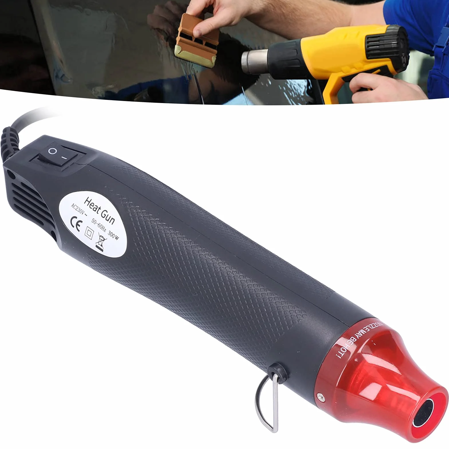 Przenośny pistolet na gorące powietrze, wytrzymały, trwały mini opalarka 200 ℃ 390 ℉ do projektów DIY(Norma europejska 230V)