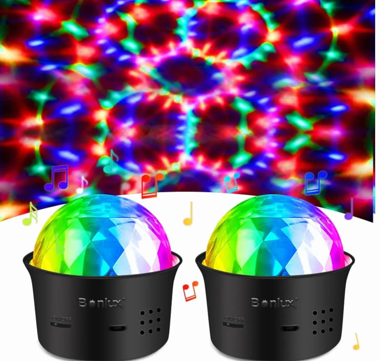Bonlux Kula dyskotekowa 5 V RGB sterowana głosem USB 7 kolorów 4 jasności pilot 2 szt