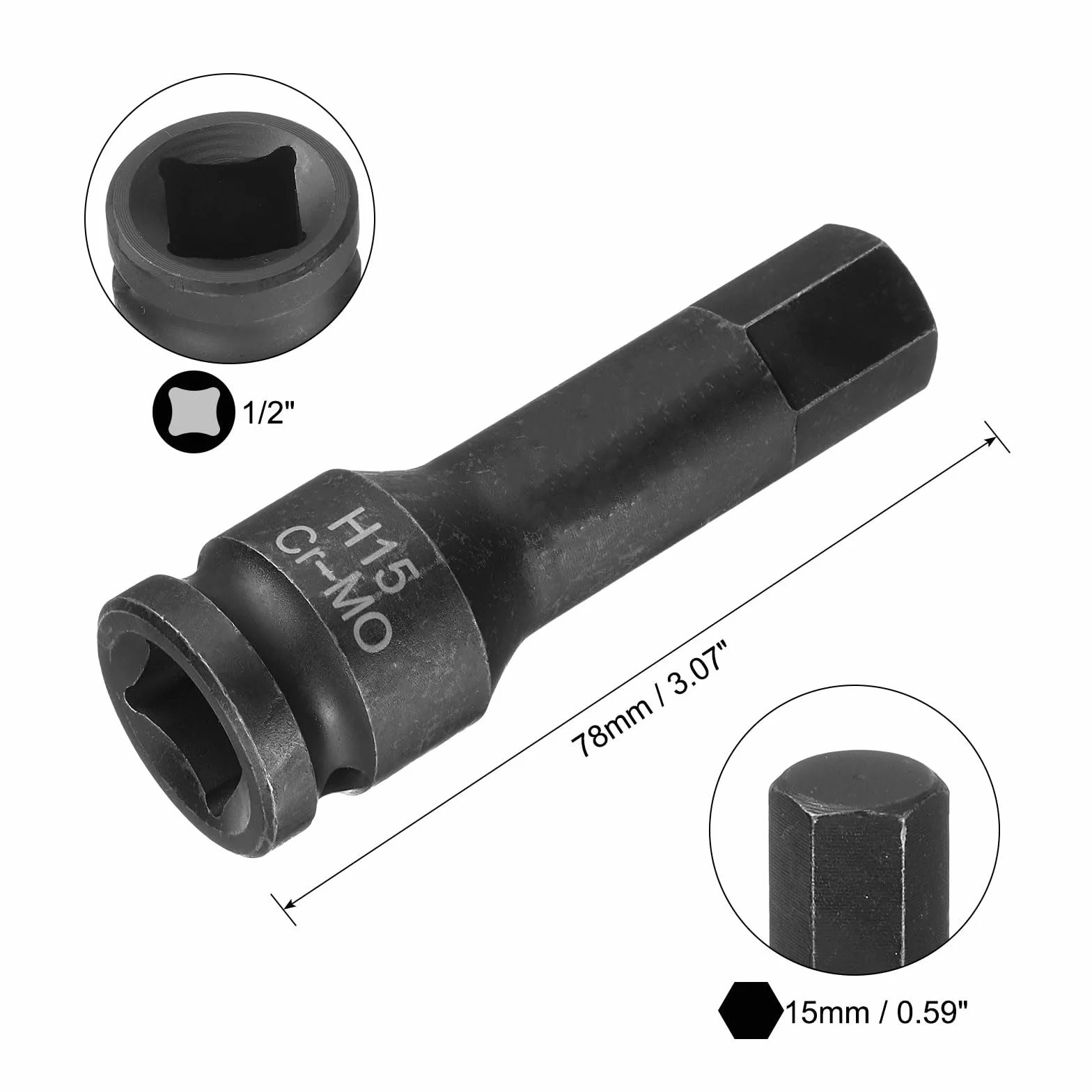 QUARKZMAN 15 mm gniazdo bitowe H15 1/2" stal CR-MO fosforan
