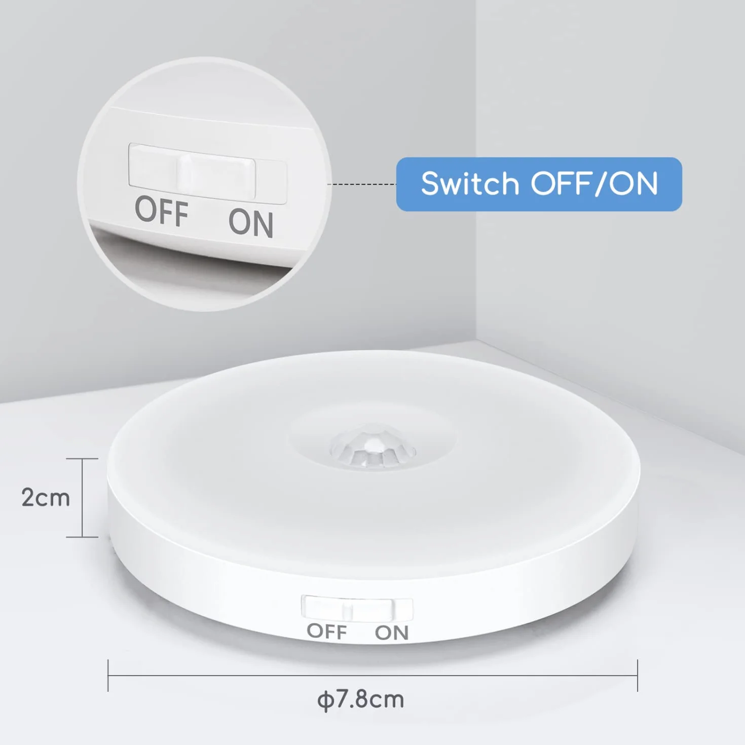 Aigostar 2 sztuki 6500K Magnetyczna lampka nocna LED z czujnikiem ruchu, ładowana przez USB, samoprzylepna lampka do szafy, lampka nocna 0,5 W do sypialni, korytarza, kuchni i schodów