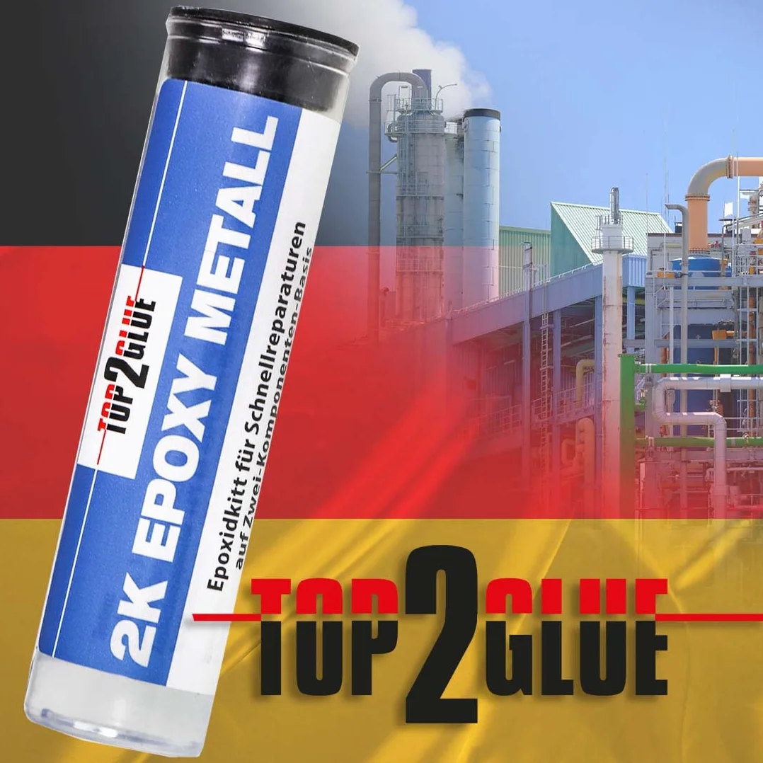 Top2Glue 2-składnikowy zestaw epoksydowy do szybkich napraw – zimny metal – narzędzia – masa naprawcza – masa z żywicy epoksydowej – 2-składnikowa żywica epoksydowa z utwardzaczem (1 sztuka)