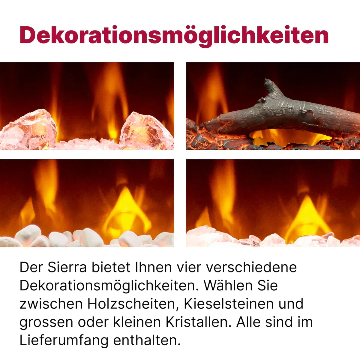 Dimplex Kominek elektryczny Sierra 48" / 122 cm – kominek elektryczny z ogrzewaniem i ogniem – realistyczny efekt płomienia LED – do montażu, zawieszenia lub wolnostojący – obsługa za pomocą aplikacji
