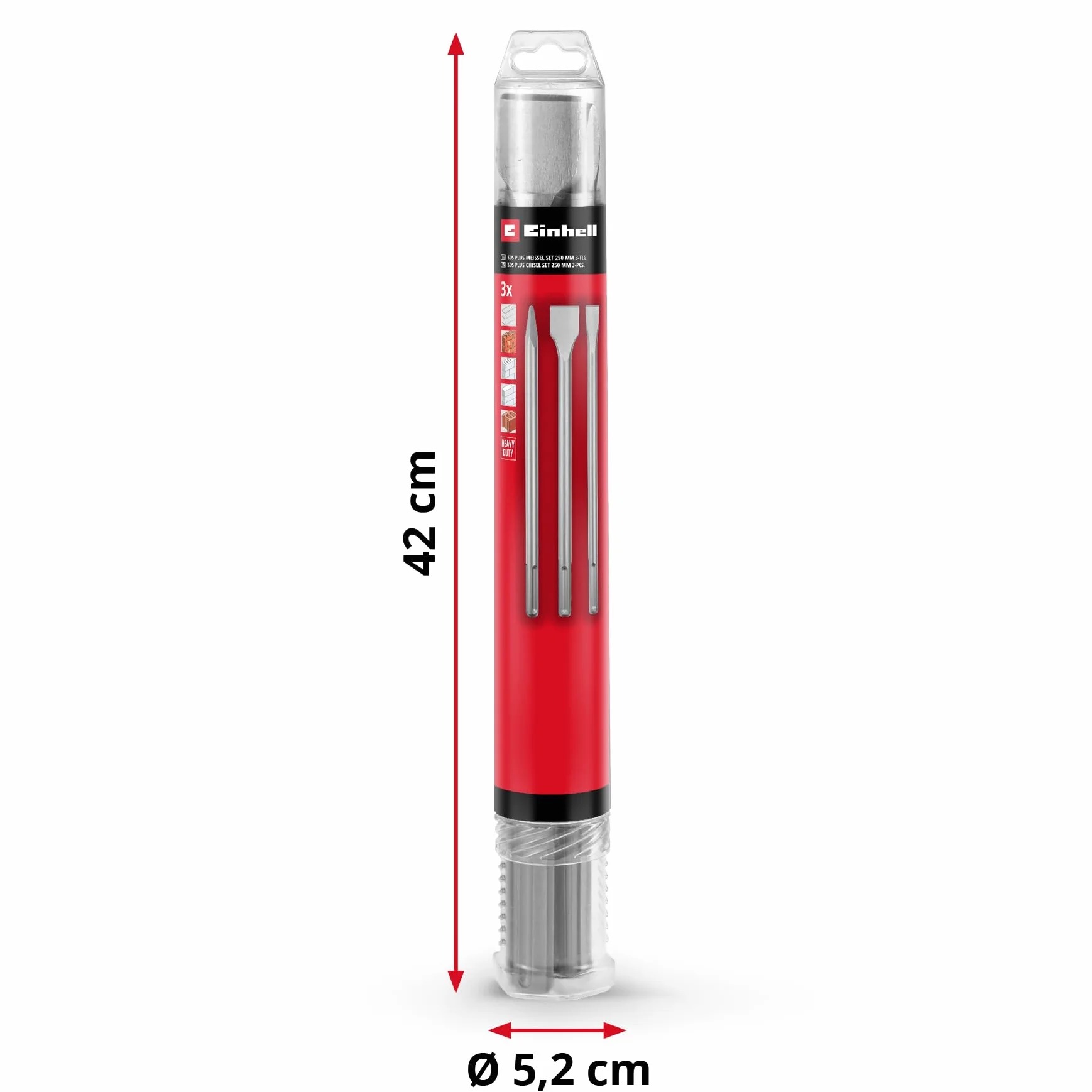 Zestaw dłut SDS Max 400 mm 3-częściowy stal 40Cr do rozbiórki
