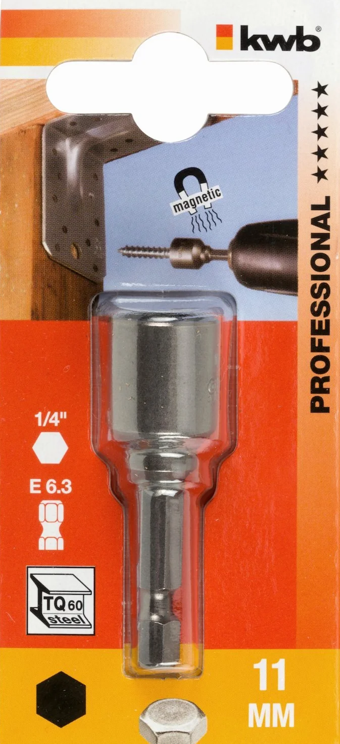 kwb Klucz nasadowy 11 mm sześciokątny 102711 (1/4" E6.3 sześciokątny trzonek, ISO 1173, wysokiej jakości stal TQ 60)