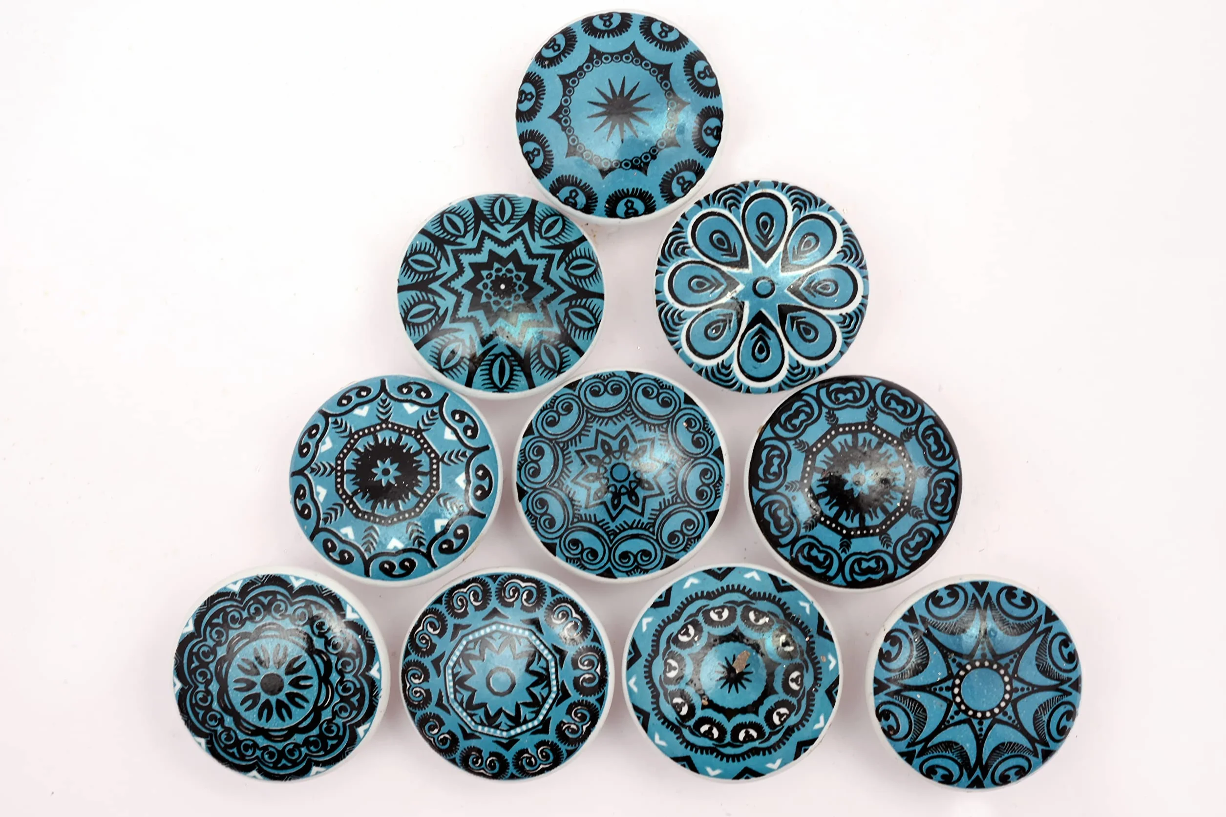 Uchwyty ceramiczne vintage z motywem kwiatowym, 10 szt., zielone Aqua Green