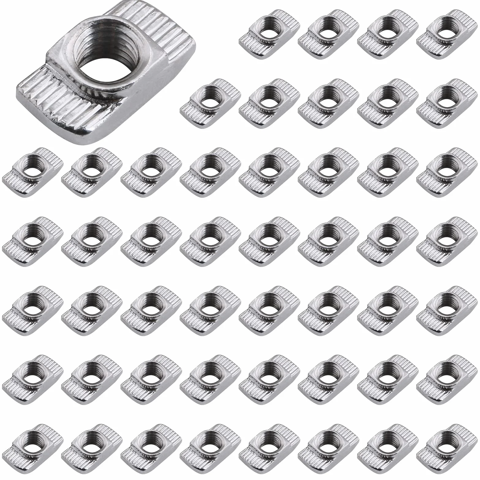 50 sztuk nakrętek młotkowych 8 mm, rowek 8, gwint M8, profil 4040, kamienie rowkowe, stal węglowa, nakrętki do rowków, nakrętki młotkowe do profilu aluminiowego, otwór do wytłaczania (UE40-M8 ×