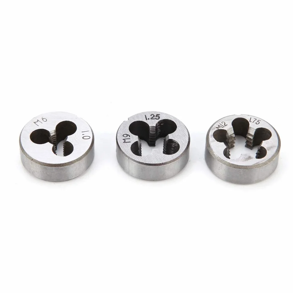 Kartki i matryce ustawione 20pcs M3 - M12 | Zestaw naprawy gwintu o wysokiej prędkości | Tap & Die Set do obróbki metalu/motoryzacyjnego/maszyny | 9 kranów 9 umiera z