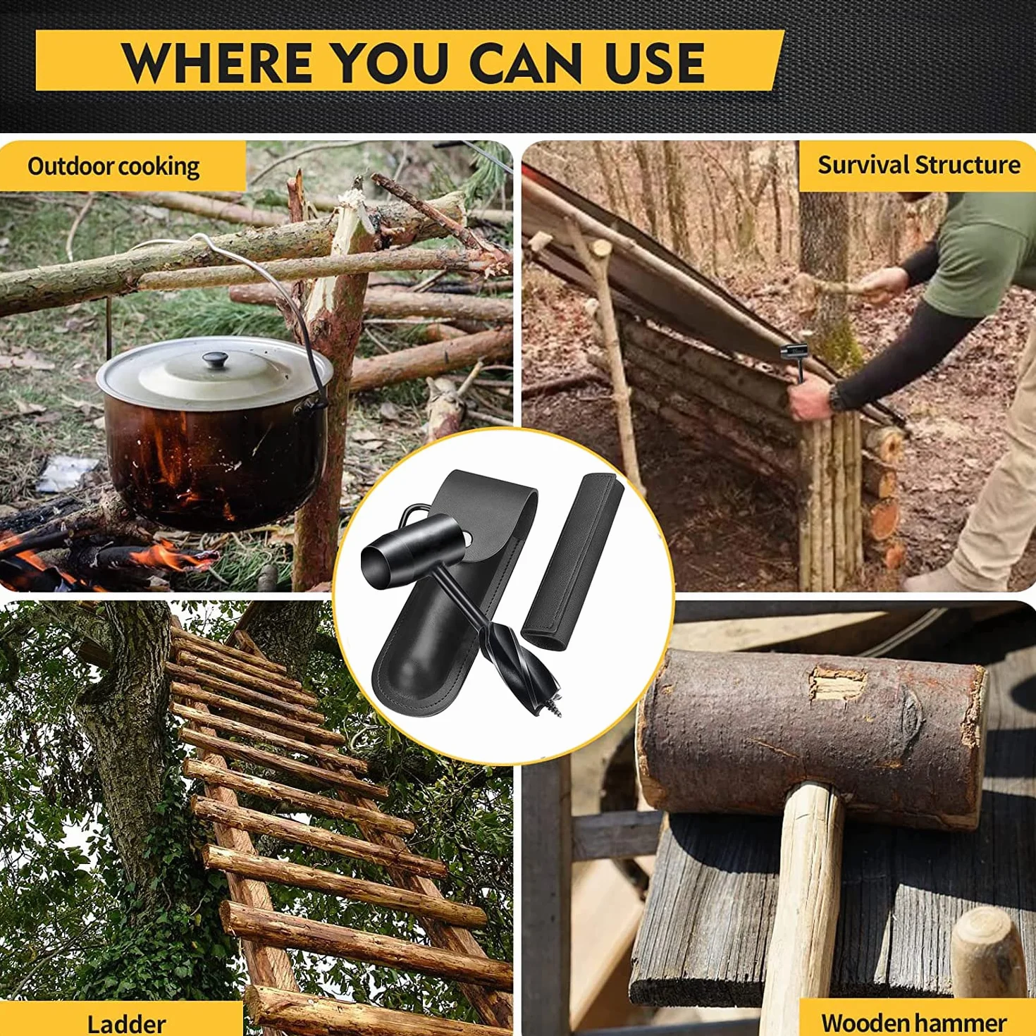 N&S Juvyig Bushcraft ręczny klucz do wiertarki do drewna, szkockie oko