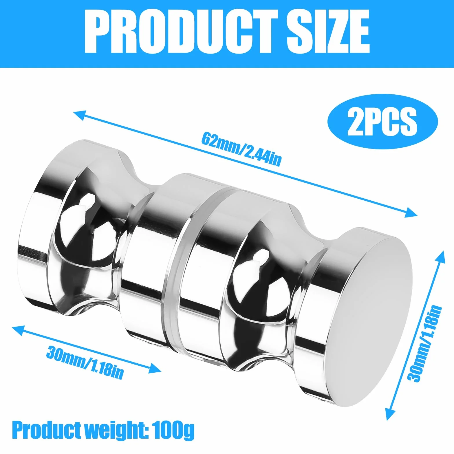 2 sztuki gałek do drzwi prysznicowych, ze stopu aluminium, dwustronne drzwi prysznicowe, klamka do kabiny prysznicowej, podwójne gałki do drzwi prysznicowych, szklane drzwi