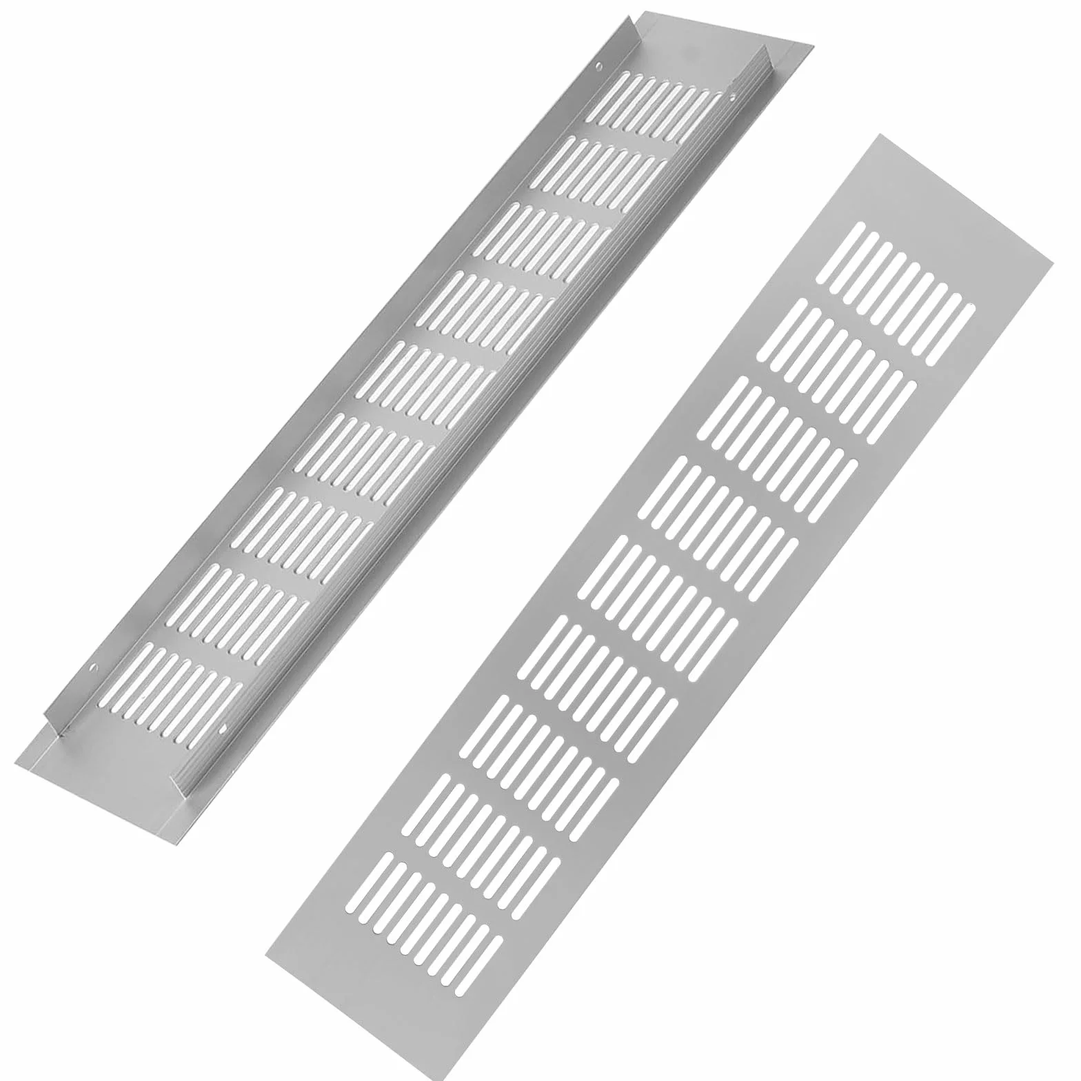 Kratka wentylacyjna, aluminiowa kratka wentylacyjna, prostokątna, ochrona przed korozją, do szafek i sypialni, kratka wentylacyjna do drzwi (80 mm x 400 mm), 2 sztuki