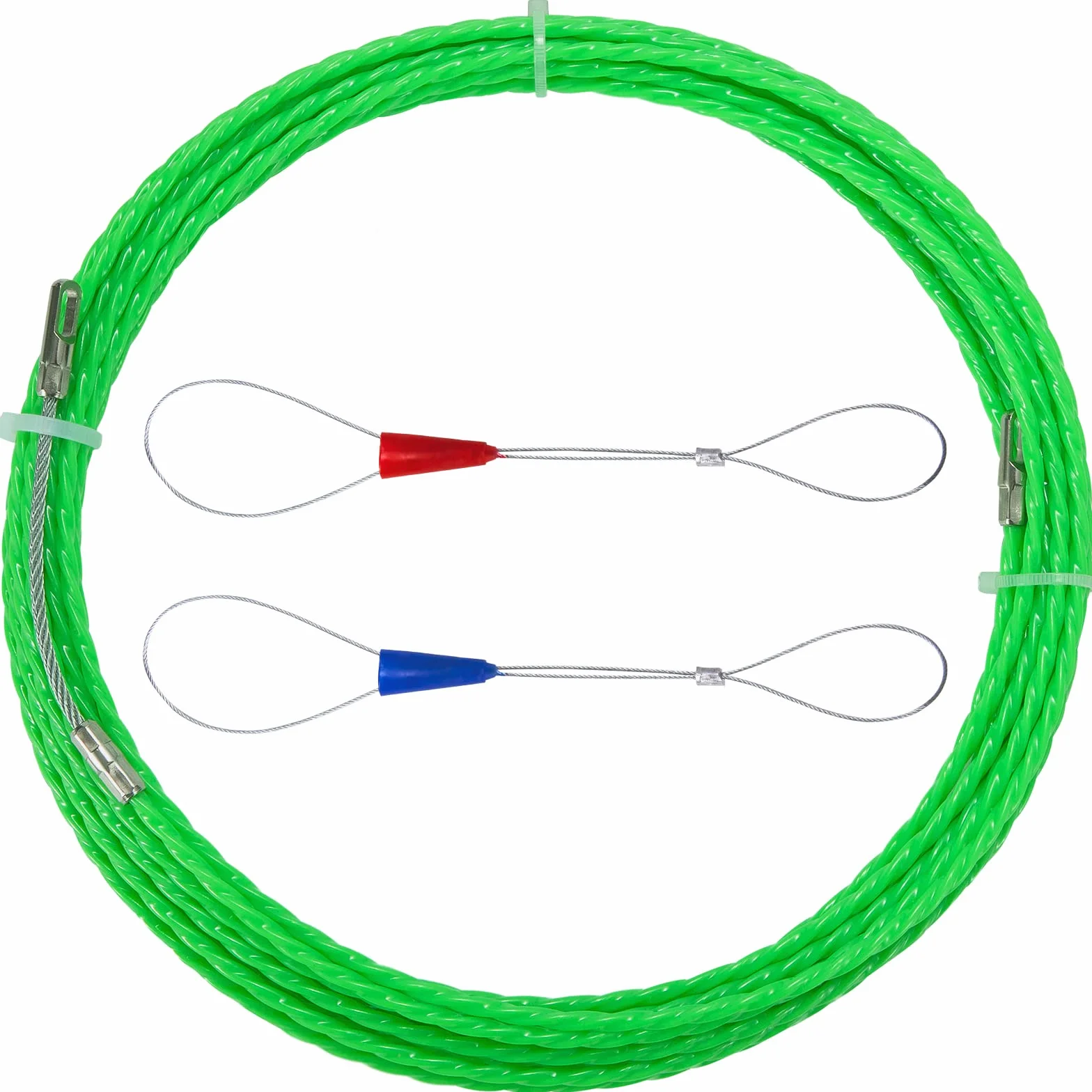 QIMEI-SHOP Pomoc do wyciągania kabli 10 m, spirala do wciągania, taśma ułatwiająca wyciąganie kabli, poliester ze sprężyną prowadzącą do pustych rur, układanie kabli, zielona