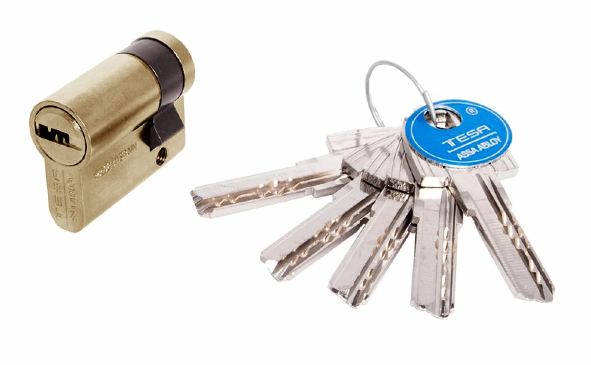 Tesa Assa Abloy T6554010L T60 wkładka bezpieczeństwa wkładka europrofilowa 40x10 mm mosiądz do drzwi i zamków europrofilowych idealna do wymiany i nowych instalacji wkładka z gałką