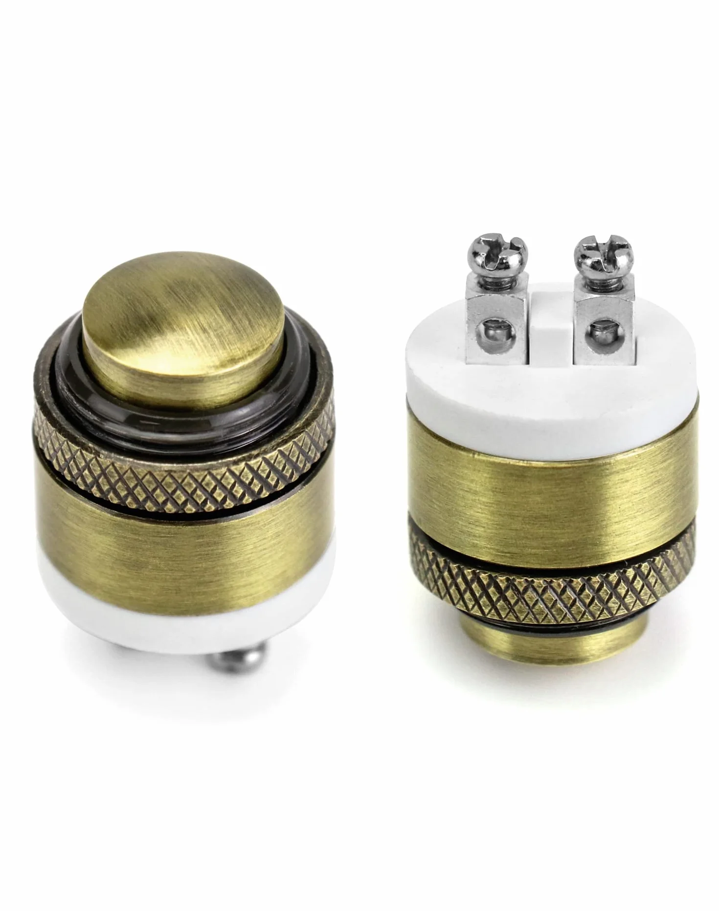 QWORK® 16MM mosiężny dzwonek do drzwi chwilowy przyciskowy przełącznik wciskany 12V 36V DC 2A 1NO wodoodporny do samochodu AGD