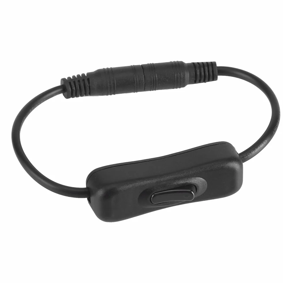 Przełącznik liniowy Dc 12 V, 5 szt. Włącznika/wyłącznika taśmy LED Włącznik/wyłącznik Dc Jack (5,5 x 2,1 mm) z kablem Złącza męskie na żeńskie do taśmy LED, Złącza zasilacza prądu stałego