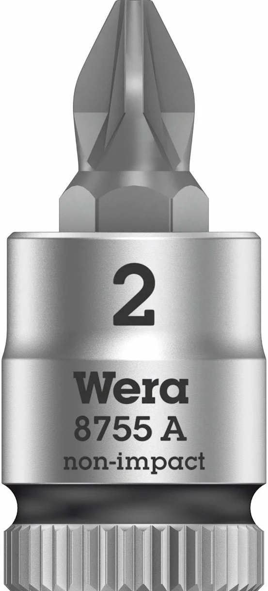 Wera 05003354001 8755 A PZ Zyklop Bitnuss z napędem 1/4 cala, czarny, PZ 2 x 28 mm