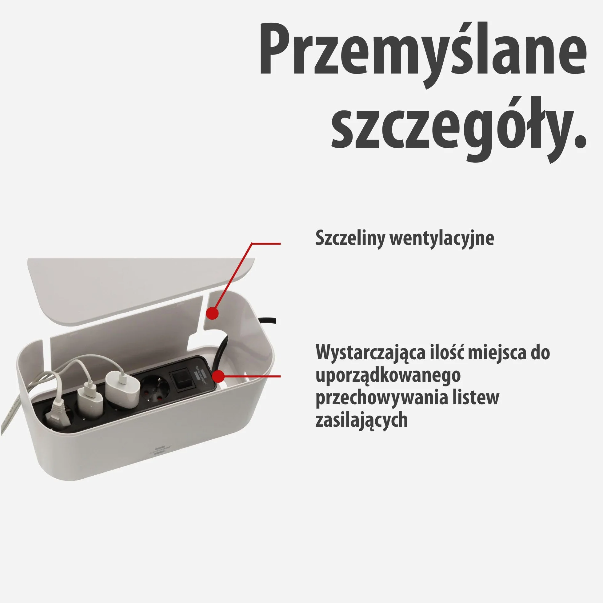Brennenstuhl puszka kablowa do listwa zasilająca (z wysoce odpornego na uszkodzenia specjalnego tworzywa ABS, wymiary wewnętrzne: 296x129x134 mm, idealna do domu, biura i recepcji) biały