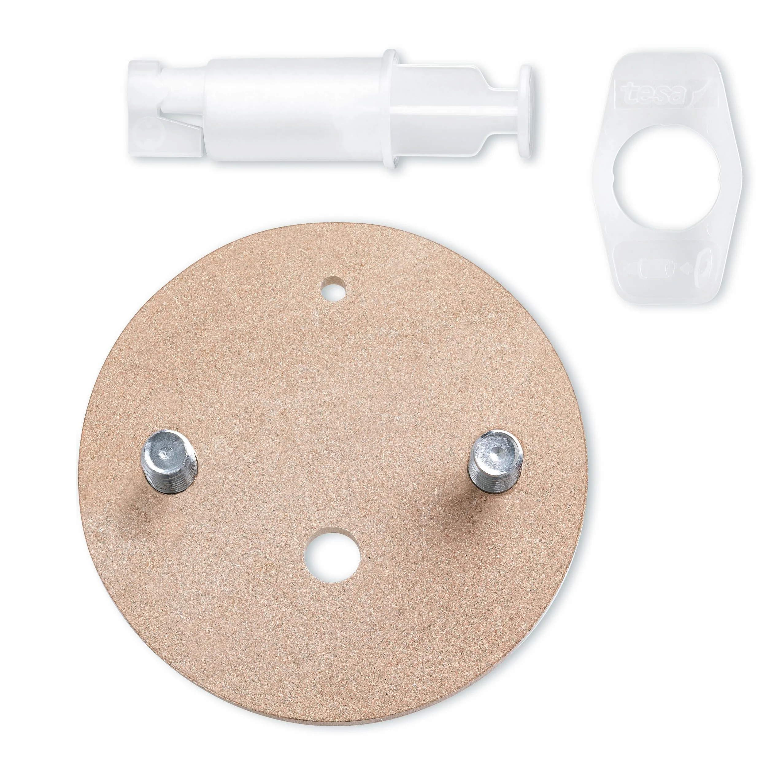 tesa Power.kit adapter montażowy BK164 – w zestawie tubka masy klejącej oraz przyrząd do dociskania – opatentowana technologia mocowania tesa – średnica: 57 mm