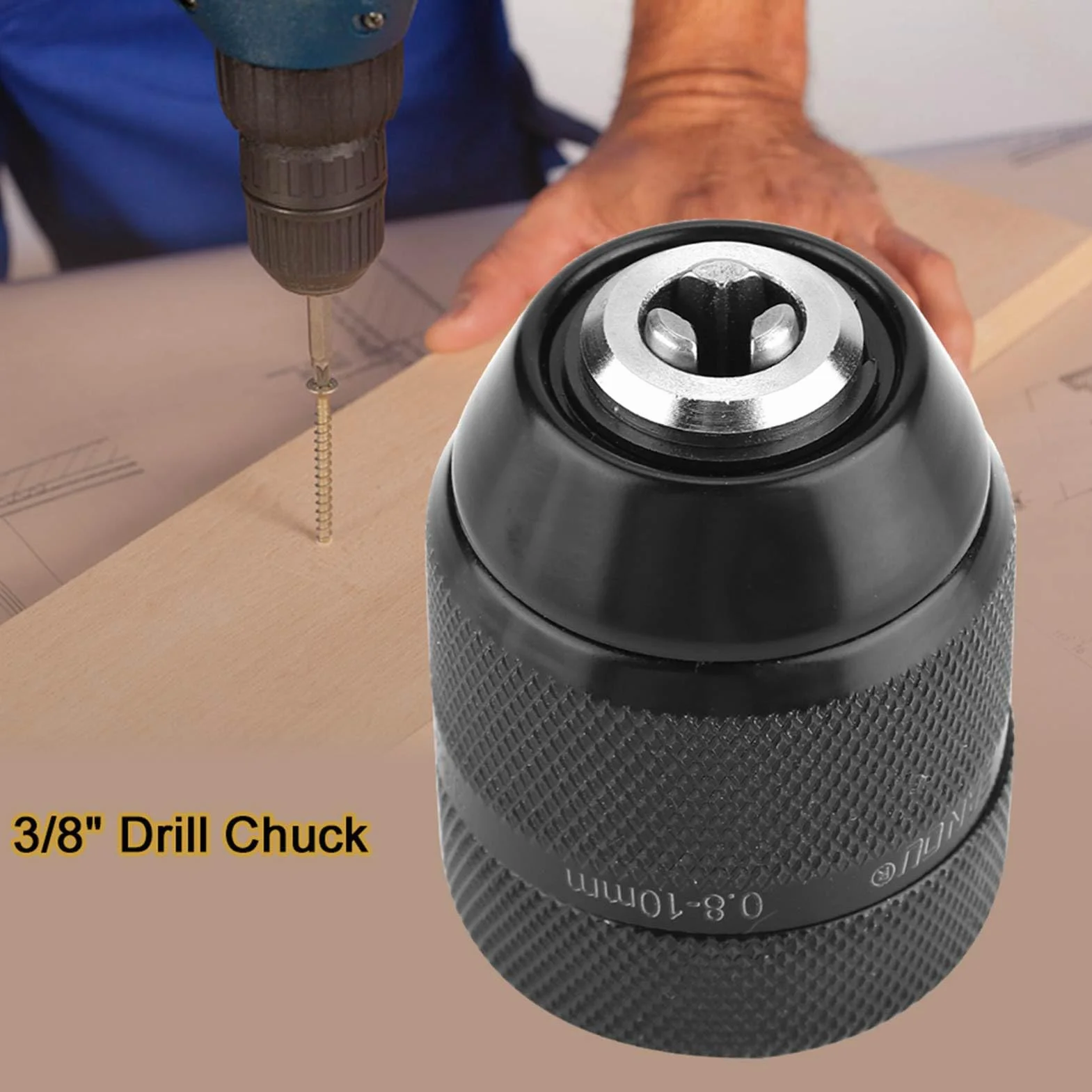 Metalowy Uchwyt Wiertarski Bezkluczowy Gwint 3/8 0,8–10 mm do Wiertarek Ręcznych