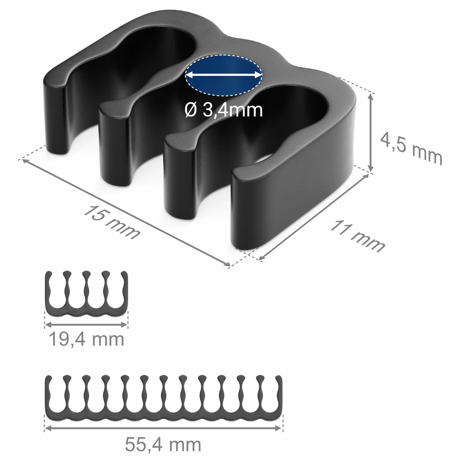 deleyCON Zestaw Uchwytów do Kabli 24 Grzebienie Kabli Organizator Kabli Zarządzanie Kablami Uchwyt Kabli Prowadnica Kabla Zaciski Kabli Grzebienie do Kabli 24-pin 8-pin 6-pin do Wewnętrznego Czarny