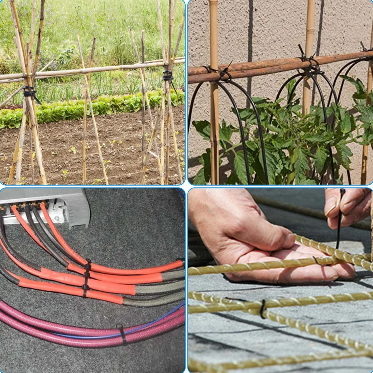 DUNSOO 100 sztuk czarnych opasek kablowych, 300 mm x 8 mm, odporne na promieniowanie UV, odporność chemiczna, mocne opaski na zamek błyskawiczny, wytrzymałość na rozciąganie 70 kg