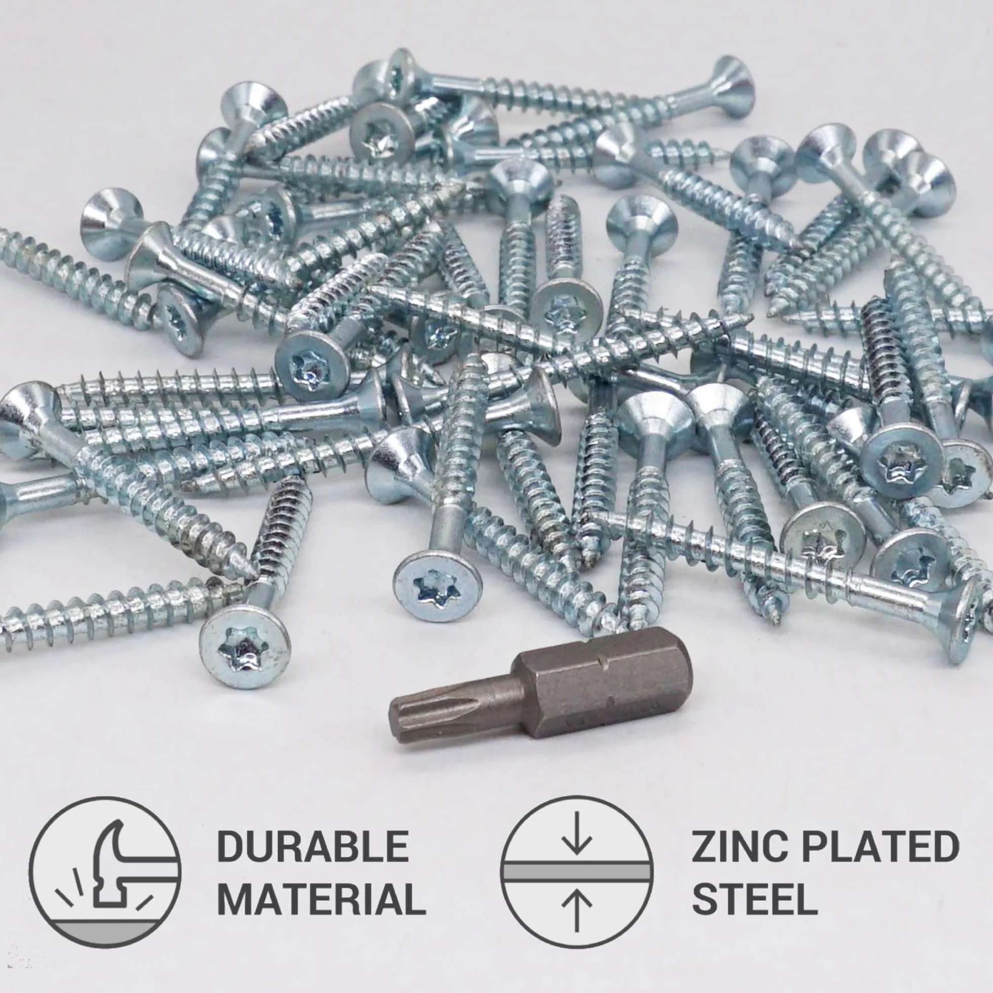 SKIR'CO (50 szt.) Wkręty do drewna ze stali ocynkowanej 4,0 x 35 mm, wkręty z łbem stożkowym Torx, wkręty do płyt wiórowych, częściowo gwintowane