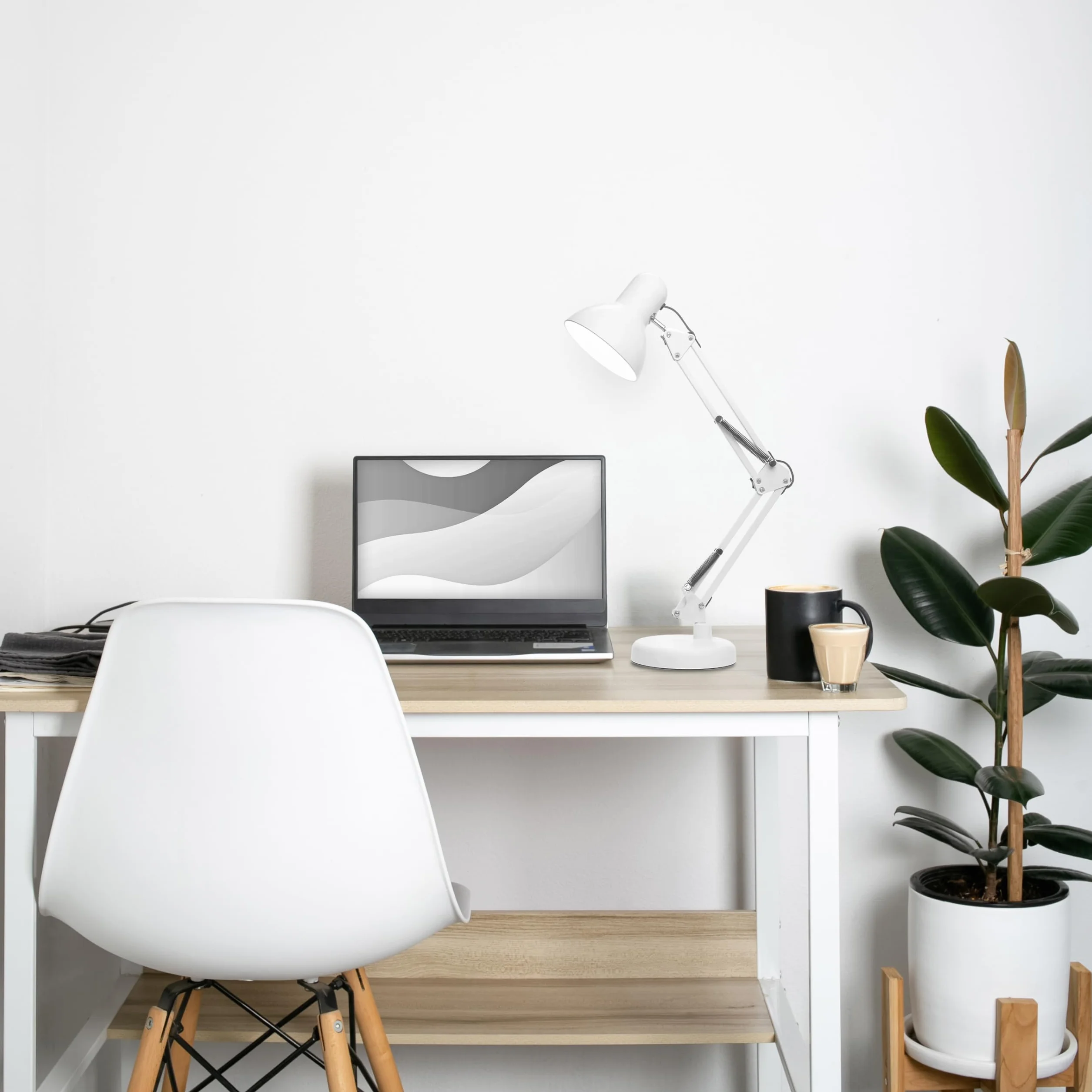 EDO, Lampka biurkowa PIXI WHITE E27 Lampa biurkowa w stylu retro, lampka do czytania, lampa biurkowa dla dzieci, regulowane ramię, czarny klips do podstawy, biała, ramię przegubowe, EDO777536