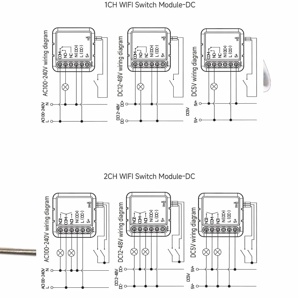 Inteligentny moduł przekaźnika WiFi 1 kanał DC 12-48V/AC 100-240V kompatybilny z Alexa Google Home