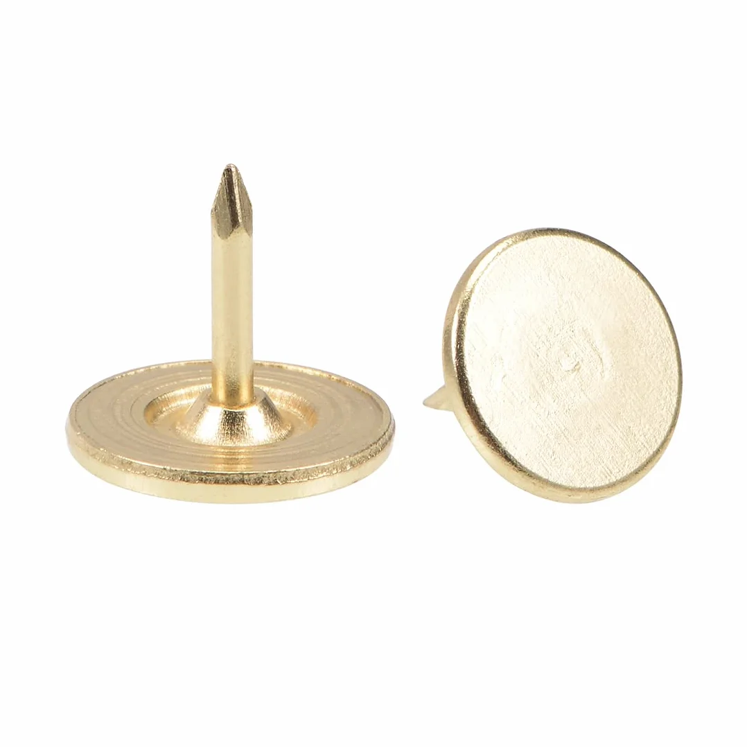 sourcing map 100 szt. pinezki do tapicerki pinezki 11 mm x 10 mm piny z łbem płaskim piny złoty odcień