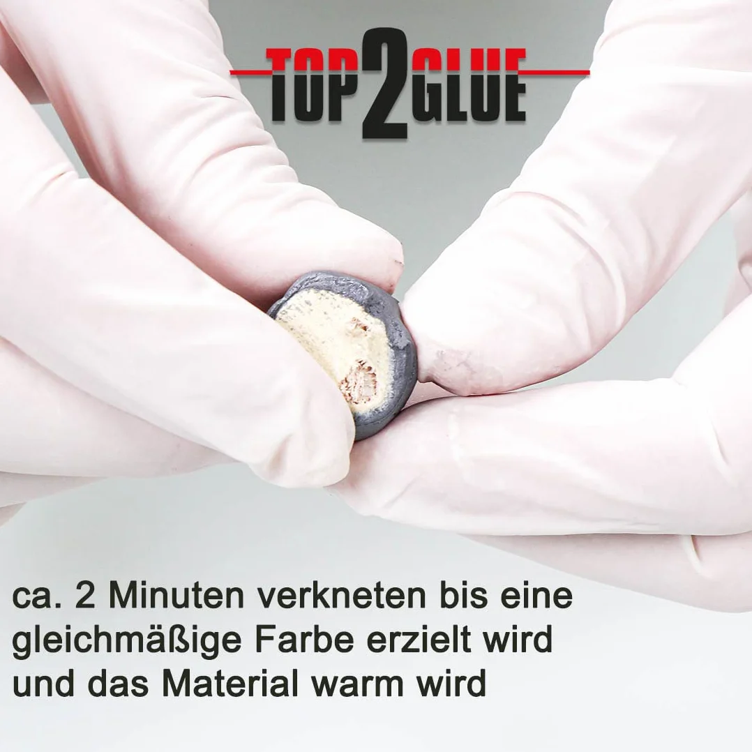 Top2Glue 2-składnikowy zestaw epoksydowy do szybkich napraw – zimny metal – narzędzia – masa naprawcza – masa z żywicy epoksydowej – 2-składnikowa żywica epoksydowa z utwardzaczem (1 sztuka)