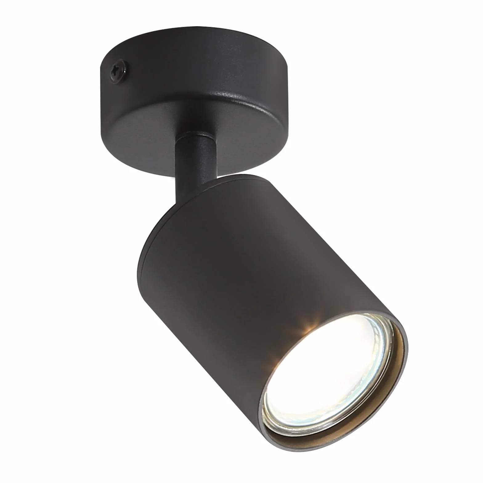 Homefire Lampa sufitowa 1 płomień do salonu: Nowoczesna lampa sufitowa GU10 okrągły reflektor czarna lampa kuchenna reflektor korytarz obrotowy reflektor ścienny do kuchni sypialni bez żarówki