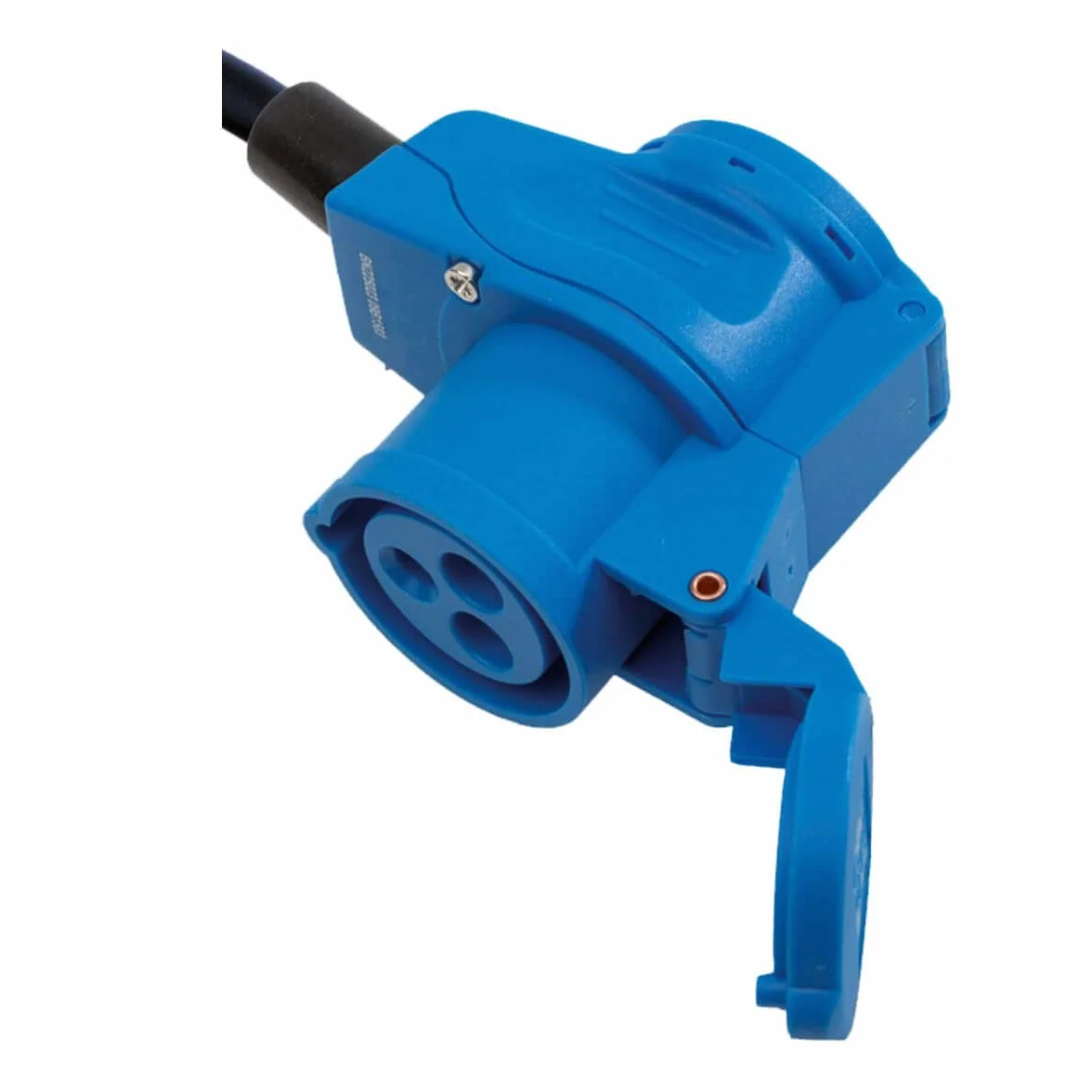 CEE Kabel adaptera narożnego ze stykiem ochronnym 1,5 m, IP44, 230 V/16 A, 3-biegunowy, kabel kempingowy, adapter do łodzi, kampera, gniazdo narożne, kolor niebieski