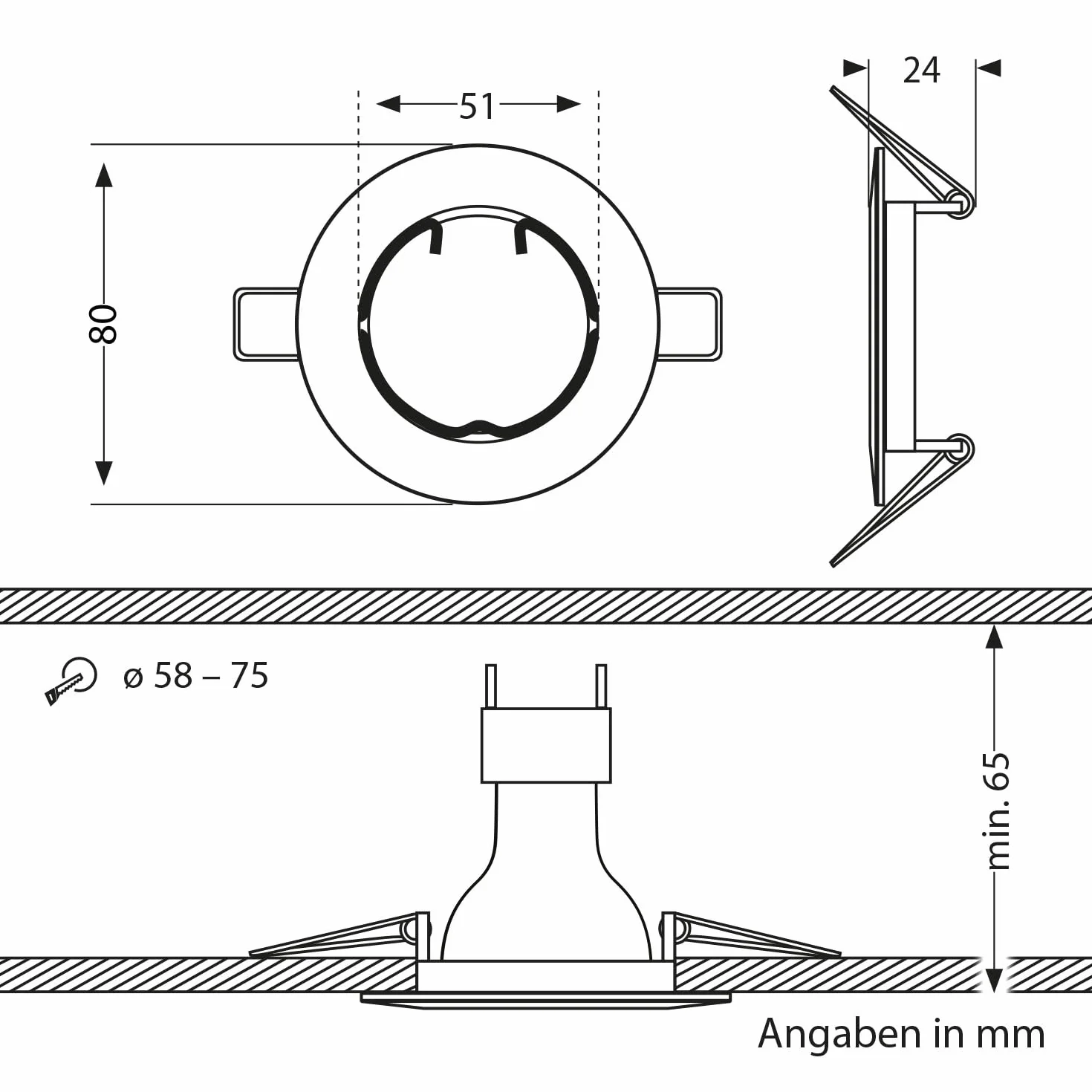 ledscom.de Sufitowa rama wpuszczana Circ Aluminiowa biała GU5.3 50mm 6 sztuk