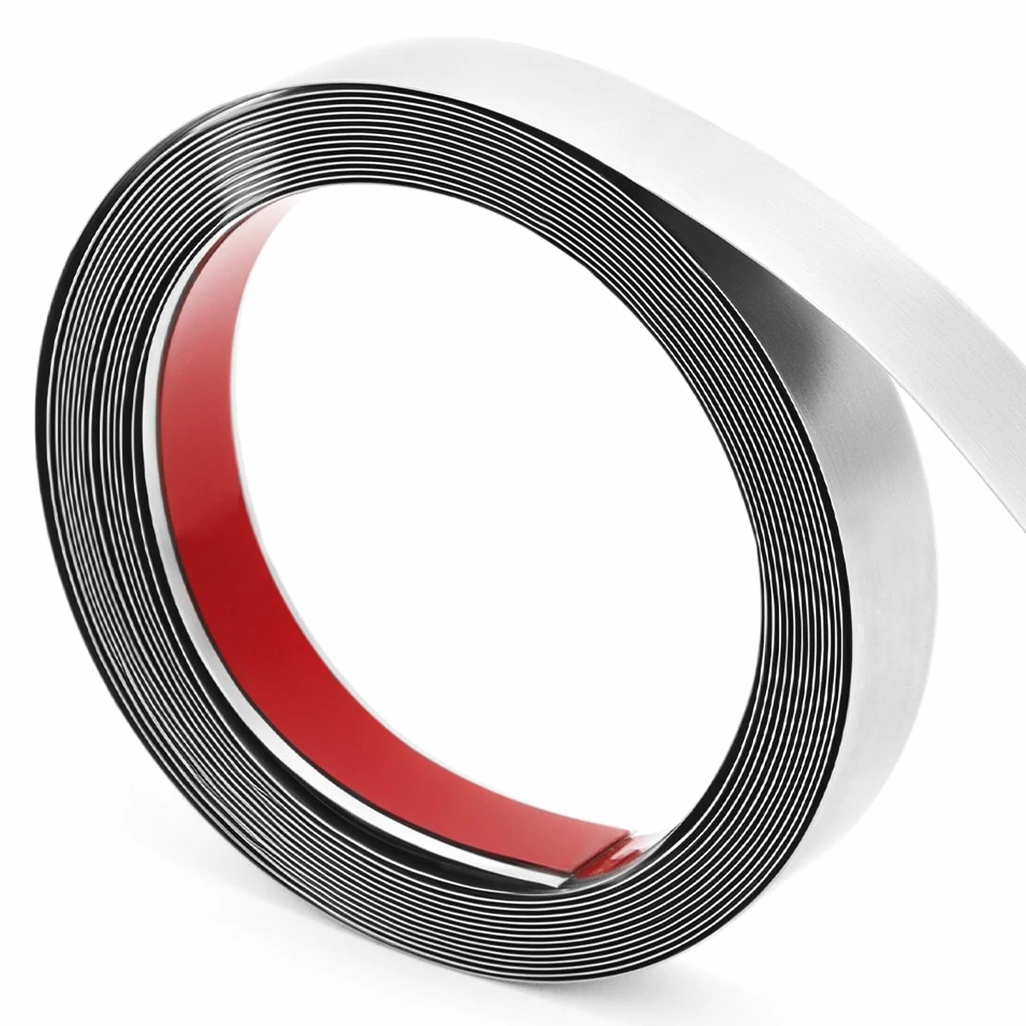 QWORK® Listwa ścienna ze stali nierdzewnej, 20 mm x 5 m, szczotkowane wykończenie, srebrna, odklej i przyklej, do dekoracji ścian, ramy lustra, wypełnienia szczeliny kominkowej i innych