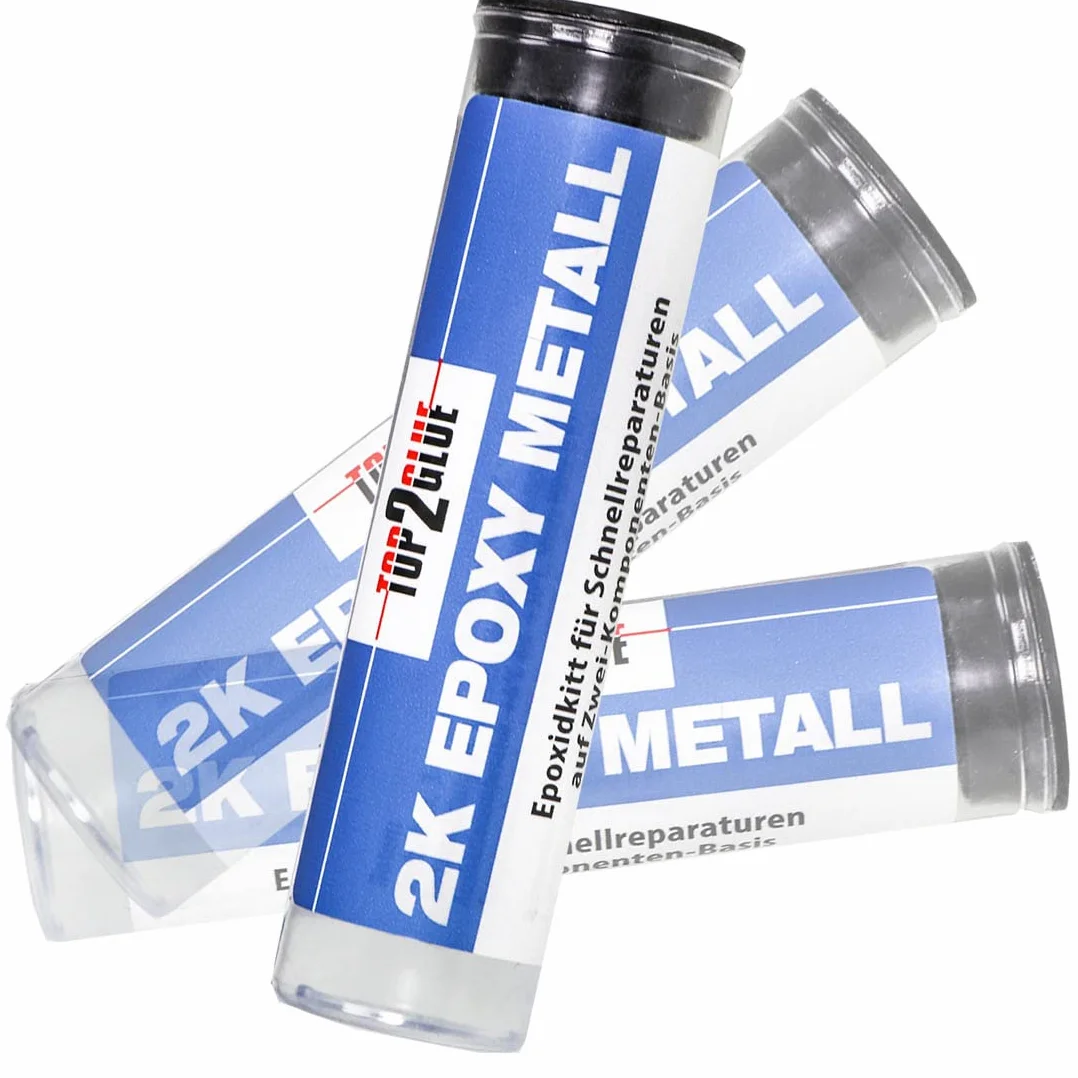 Top2Glue 2-składnikowy zestaw epoksydowy do szybkich napraw – zimny metal – narzędzia – masa naprawcza – masa z żywicy epoksydowej – 2-składnikowa żywica epoksydowa z utwardzaczem (1 sztuka)