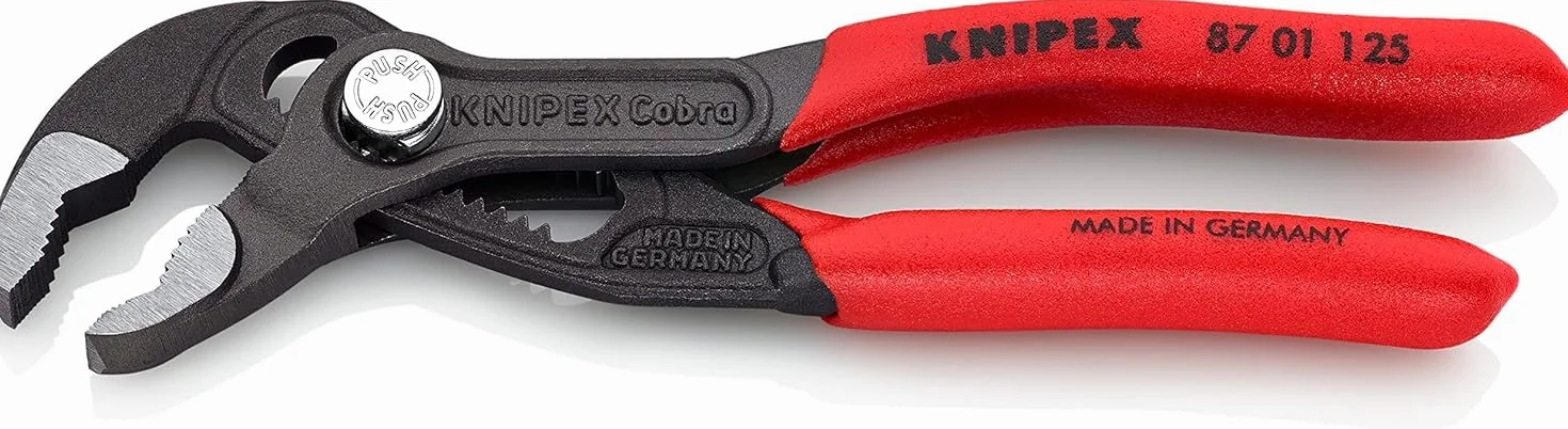 KNIPEX Cobra Szczypce nastawne do rur nowej generacji w opakowaniu z zawieszką fosforanowana, szara pokryte antypoślizgowym tworzywem, 87 01 125 SB