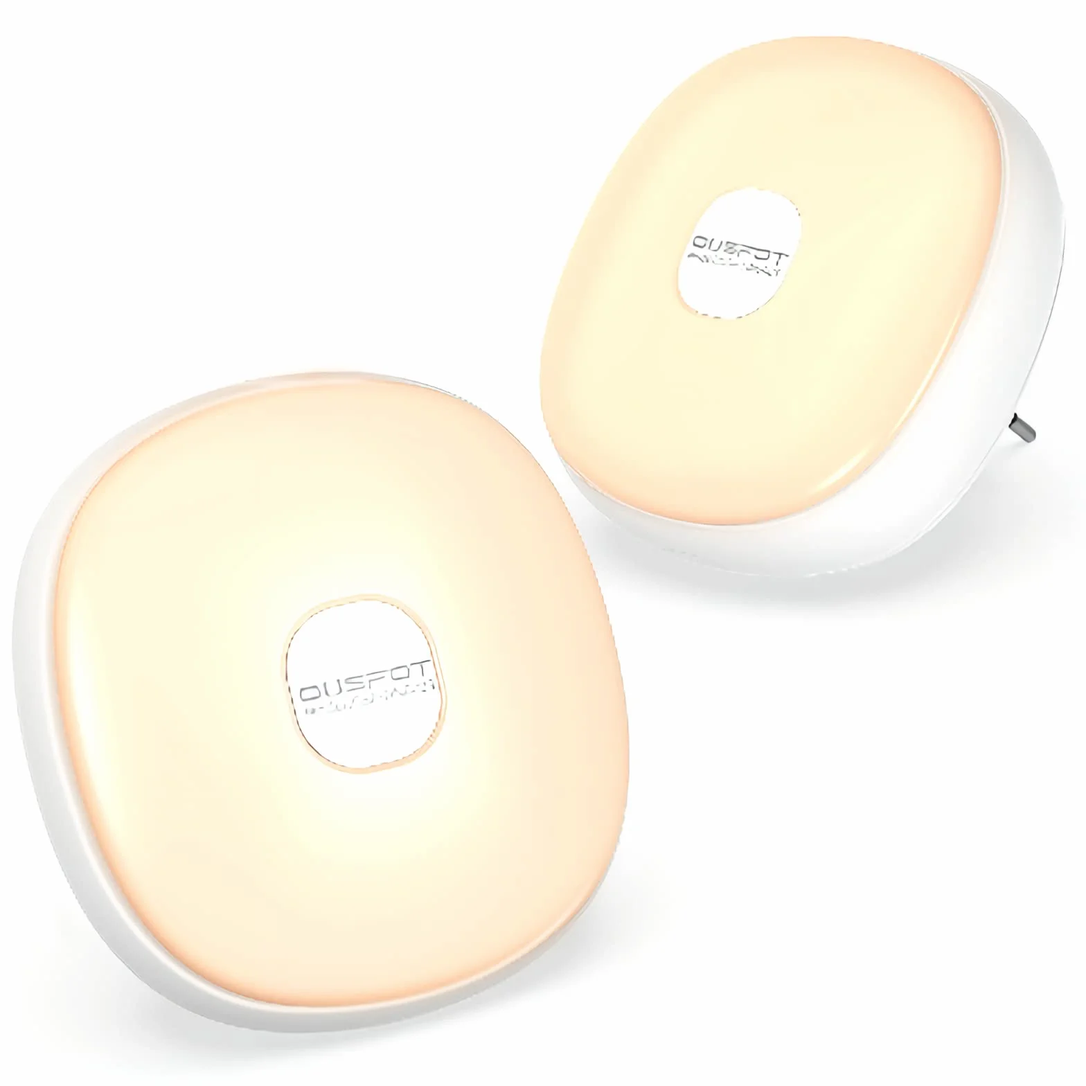 OUSFOT Lampka nocna z czujnikiem zmierzchu, ładowana, lampka nocna dla dzieci, 2 sztuki, energooszczędna, 2500-3500 K, ciepła żółta, lampka nocna do pokoju dziecięcego, na klatkę schodową, do kuchni,