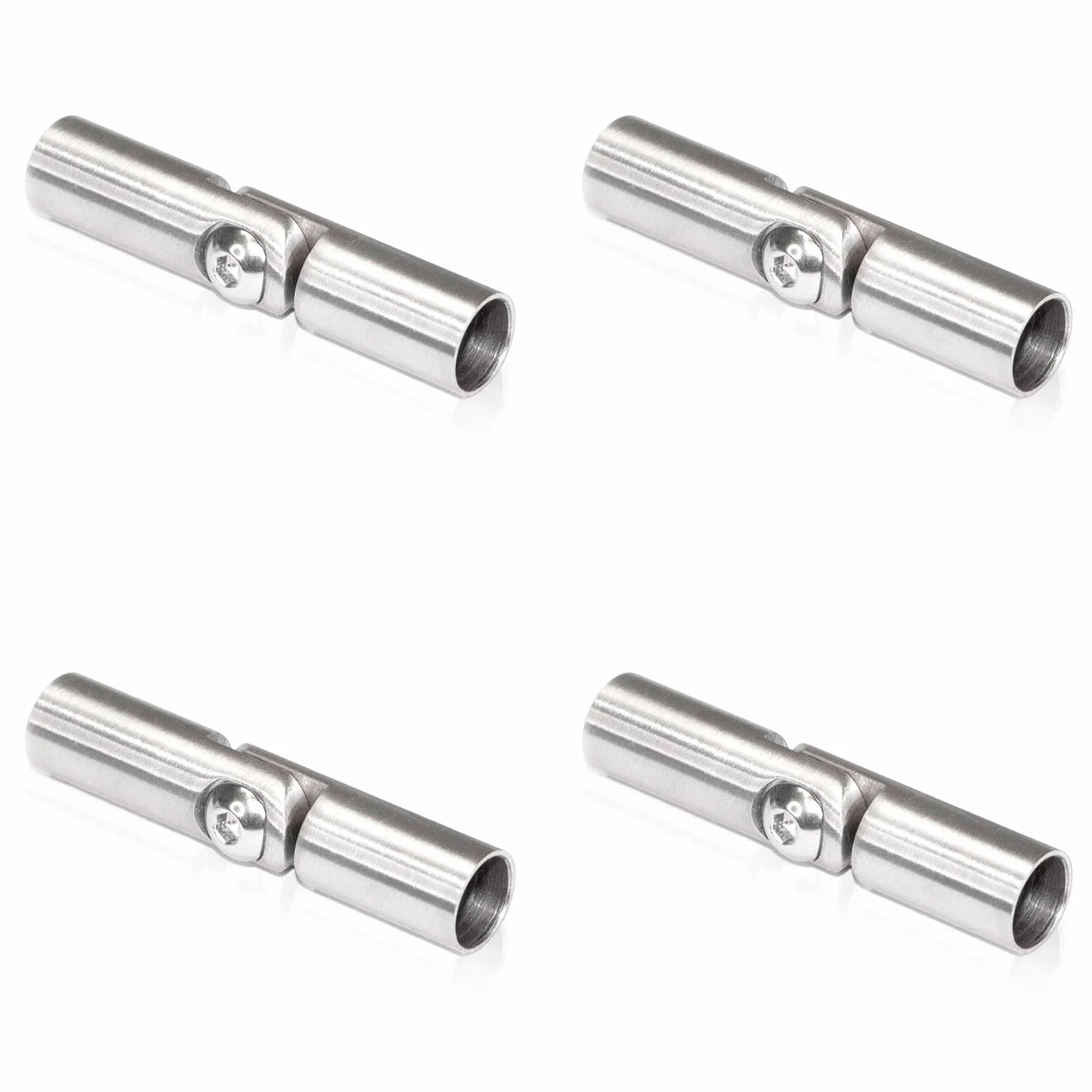 Łącznik przegubowy, elastyczny łącznik z przegubem, pręt, uchwyt do trawersu – 4 x łącznik regulowany 10 mm ze stali nierdzewnej V2A do pręta, okrągłego pręta, balustrady schodowej, balustrady PRIOStahl