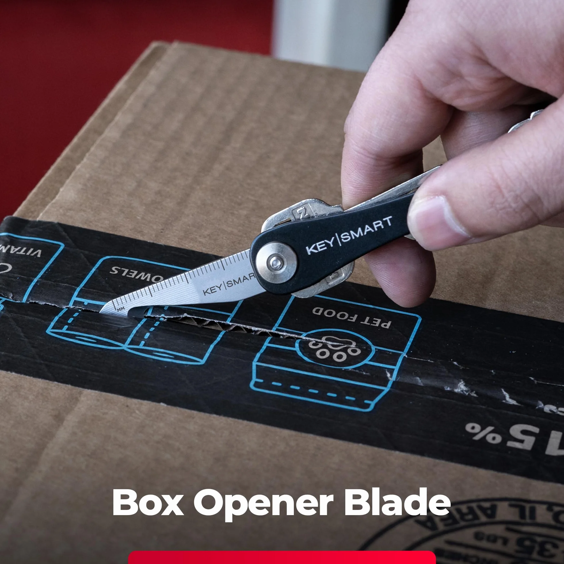 KeySmart Narzędzie wielofunkcyjne 5 w 1 wielofunkcyjne narzędzie do kluczy z otwieraczem do pudełek, linijką, drążkiem podważającym, śrubokrętem krzyżakowym i płaskim śrubokrętem - Mini narzędzie