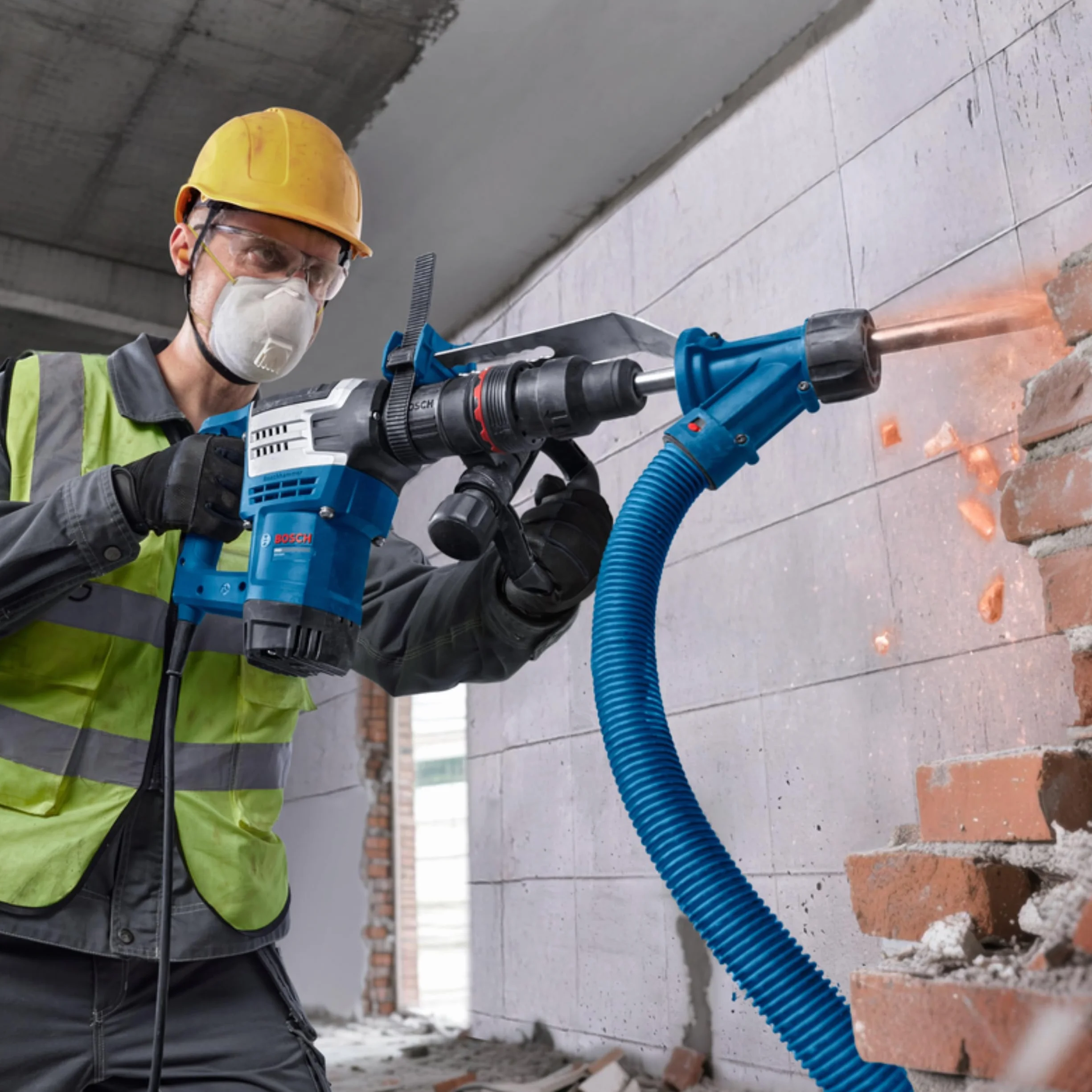 Bosch PRO Sieciowy młot udarowy GSH5MX (szpicak SDS MAX 280 mm, rękojeść dodatkowa, walizka)