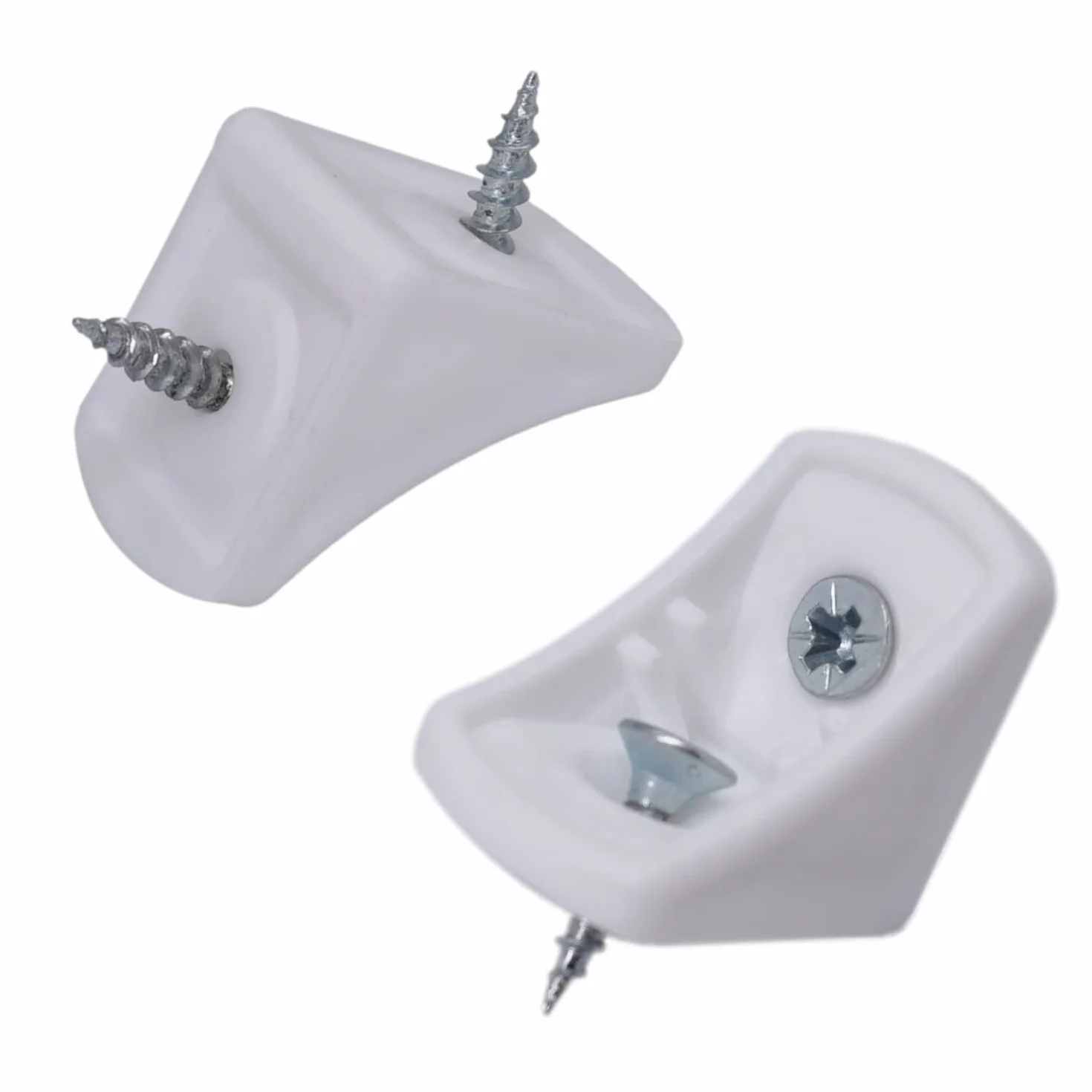 (opakowanie 20 szt.) białe wsporniki półek 24 x 24 mm, narożniki meblowe, 90 stopni plastikowe połączenie narożne, kąt prosty, śruby w zestawie (20, białe)