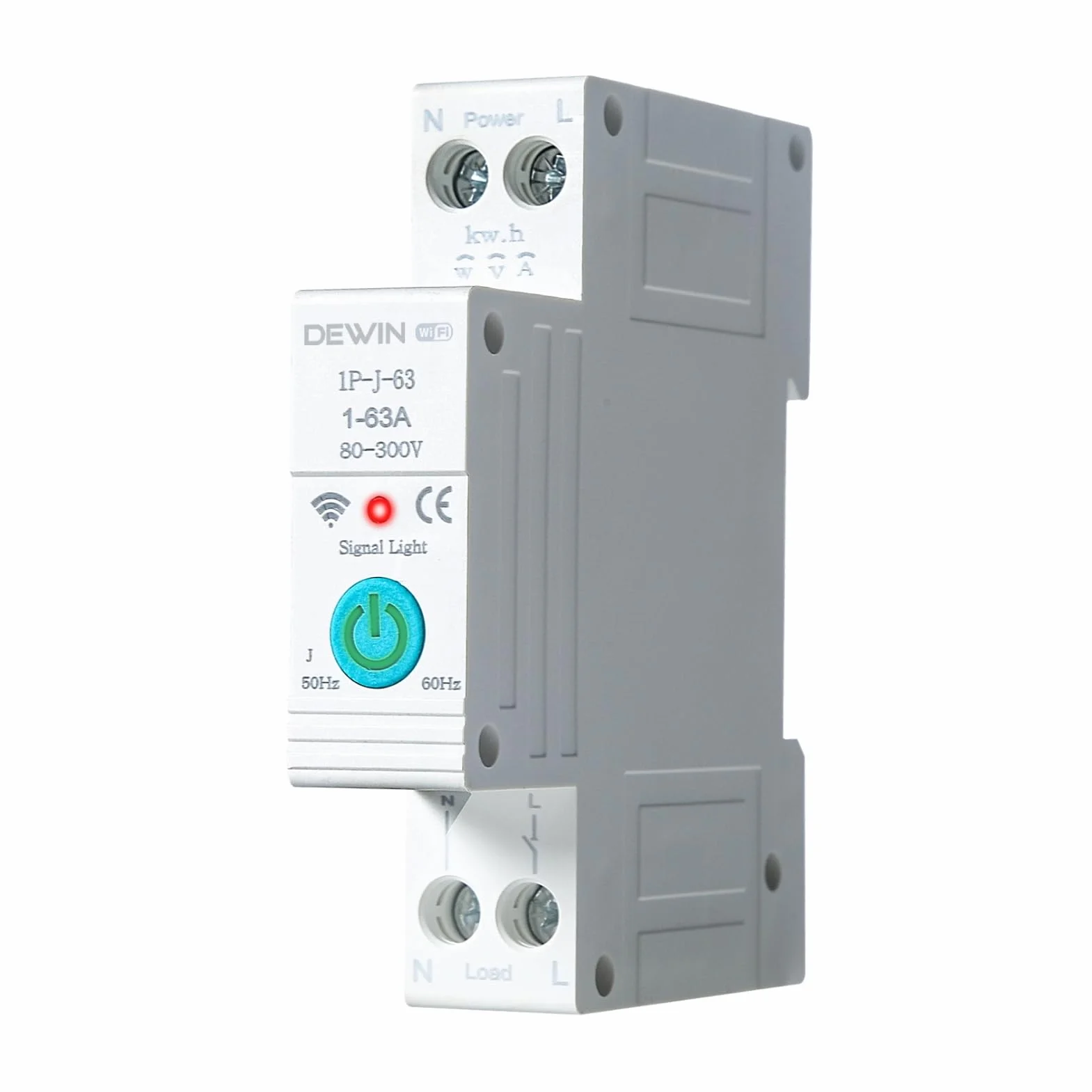 DEWIN Tuya WiFi inteligentny wyłącznik obwodu 1P 63A AC 220V z pomiarem mocy